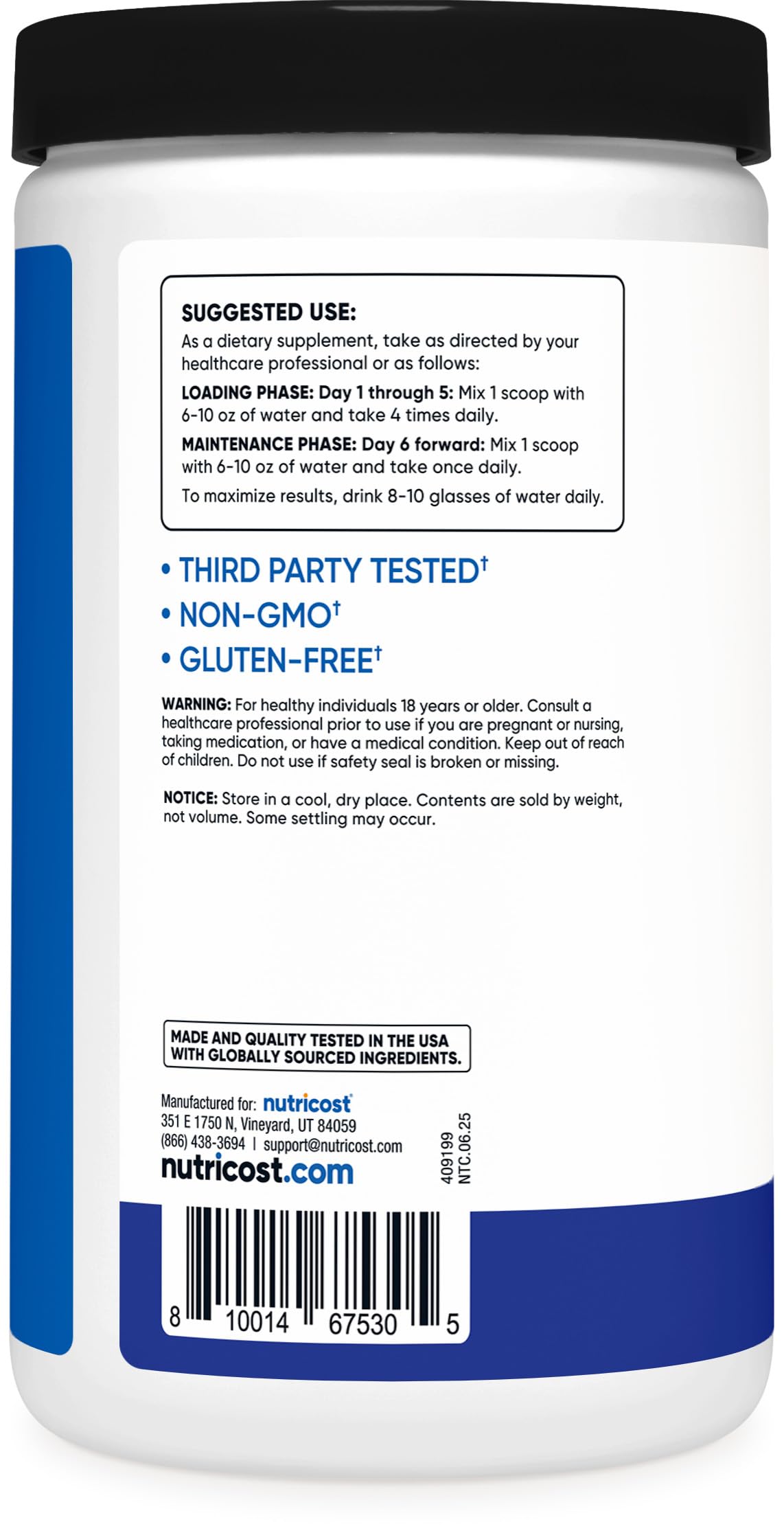 Nutricost creatine mixing in water demonstrating smooth blend and quick preparation