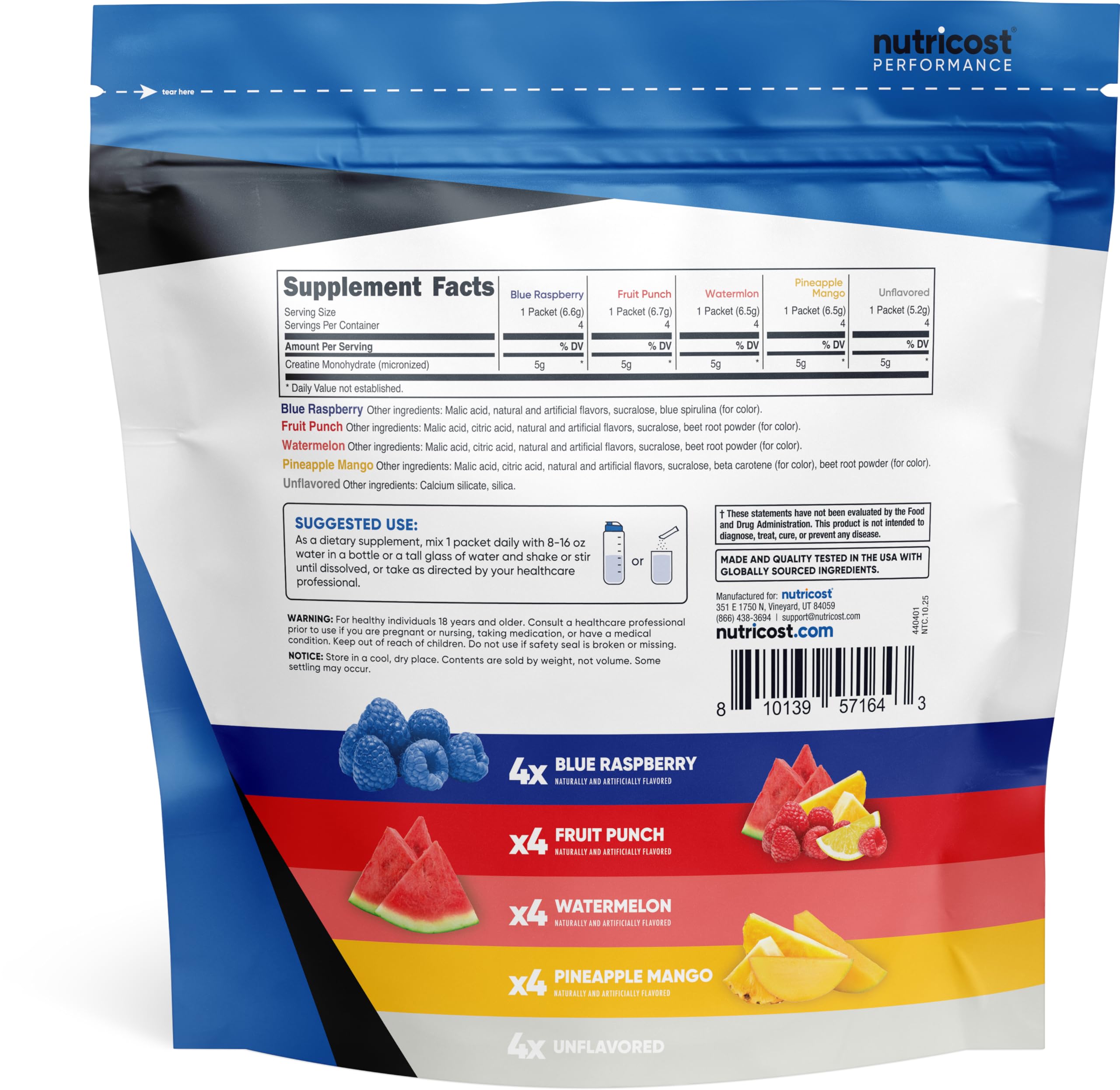 Nutricost etiqueta con ingredientes y certificación GMP, garantía calidad