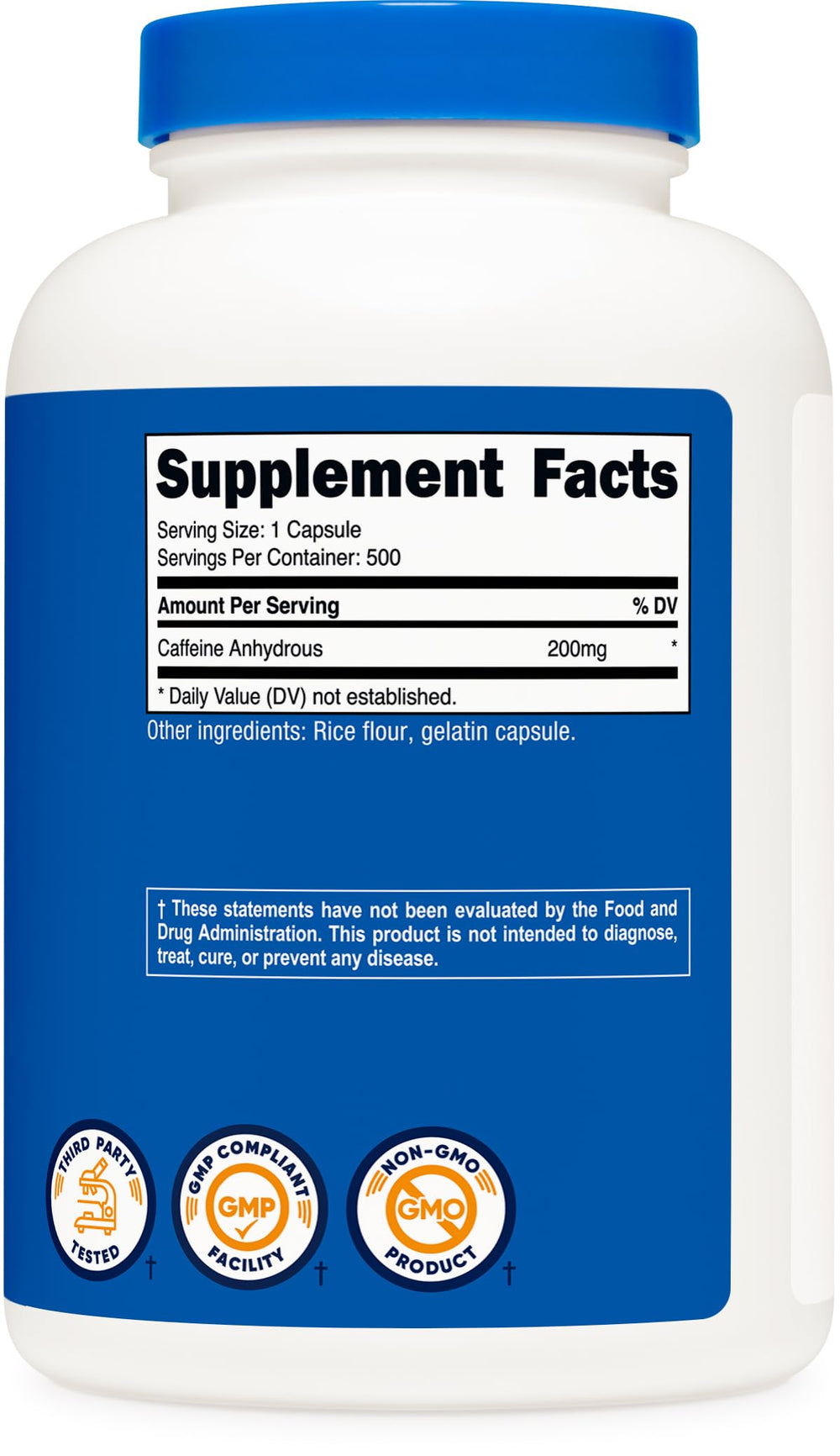 Nutricost etiqueta con información de dosis y certificaciones de calidad