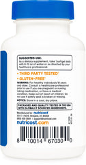 Nutricost etiqueta de ingredientes destacando luteína 20 mg y zeaxantina 4 mg