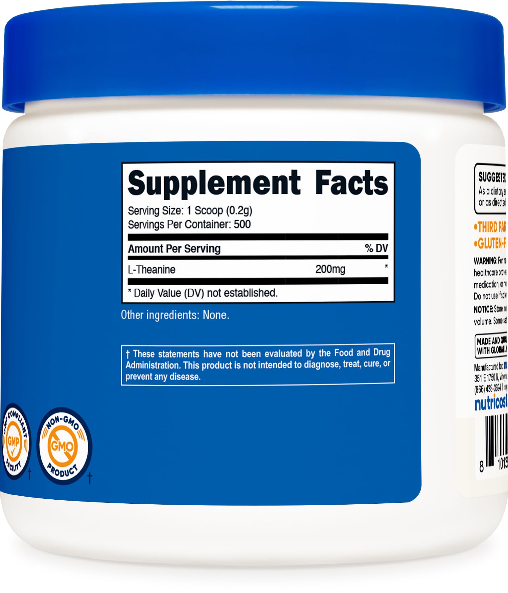 Nutricost etiqueta nutricional en primer plano para verificar ingredientes