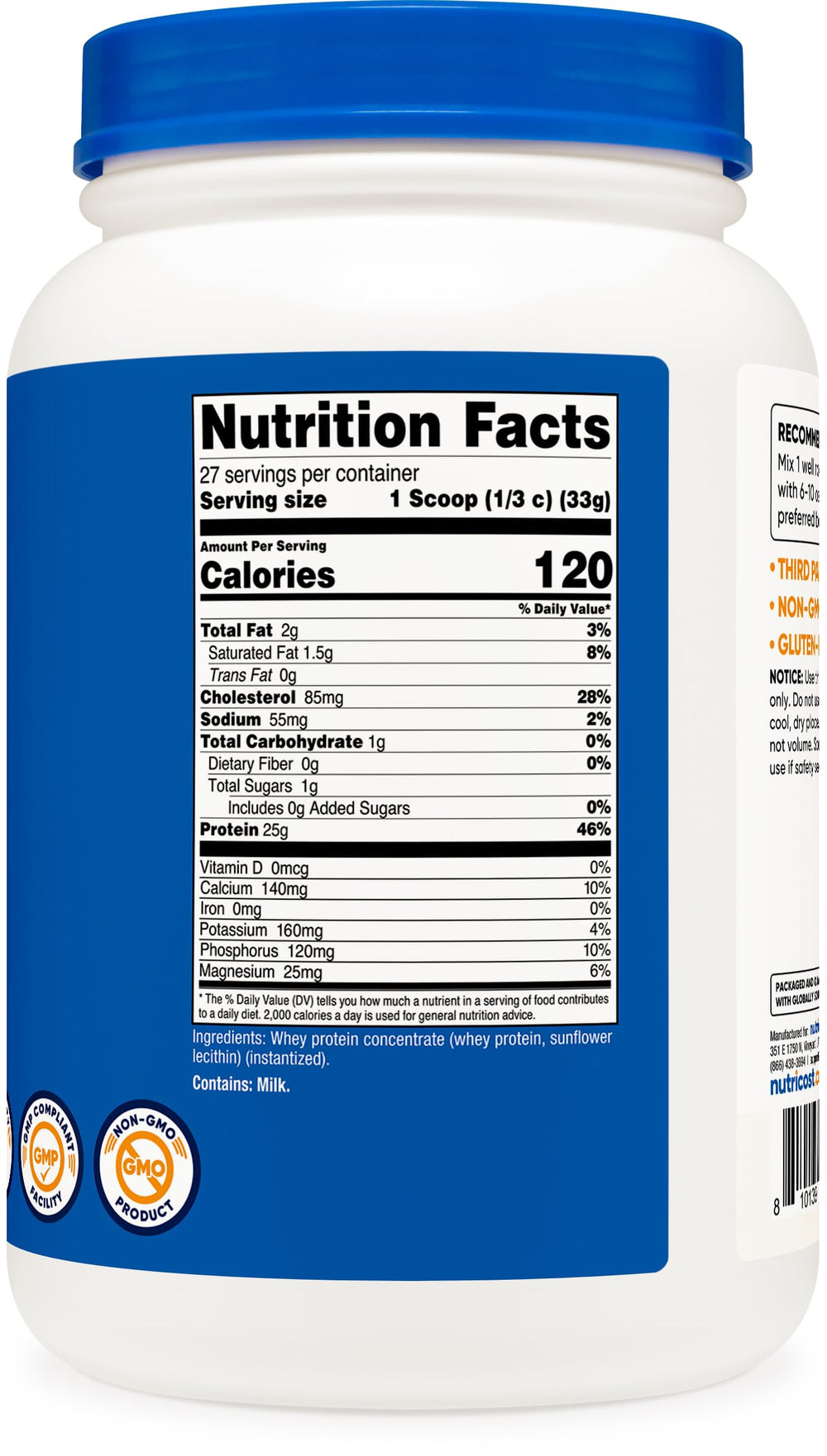 Nutricost etiqueta nutrimental detalle para verificar ingredientes y calidad