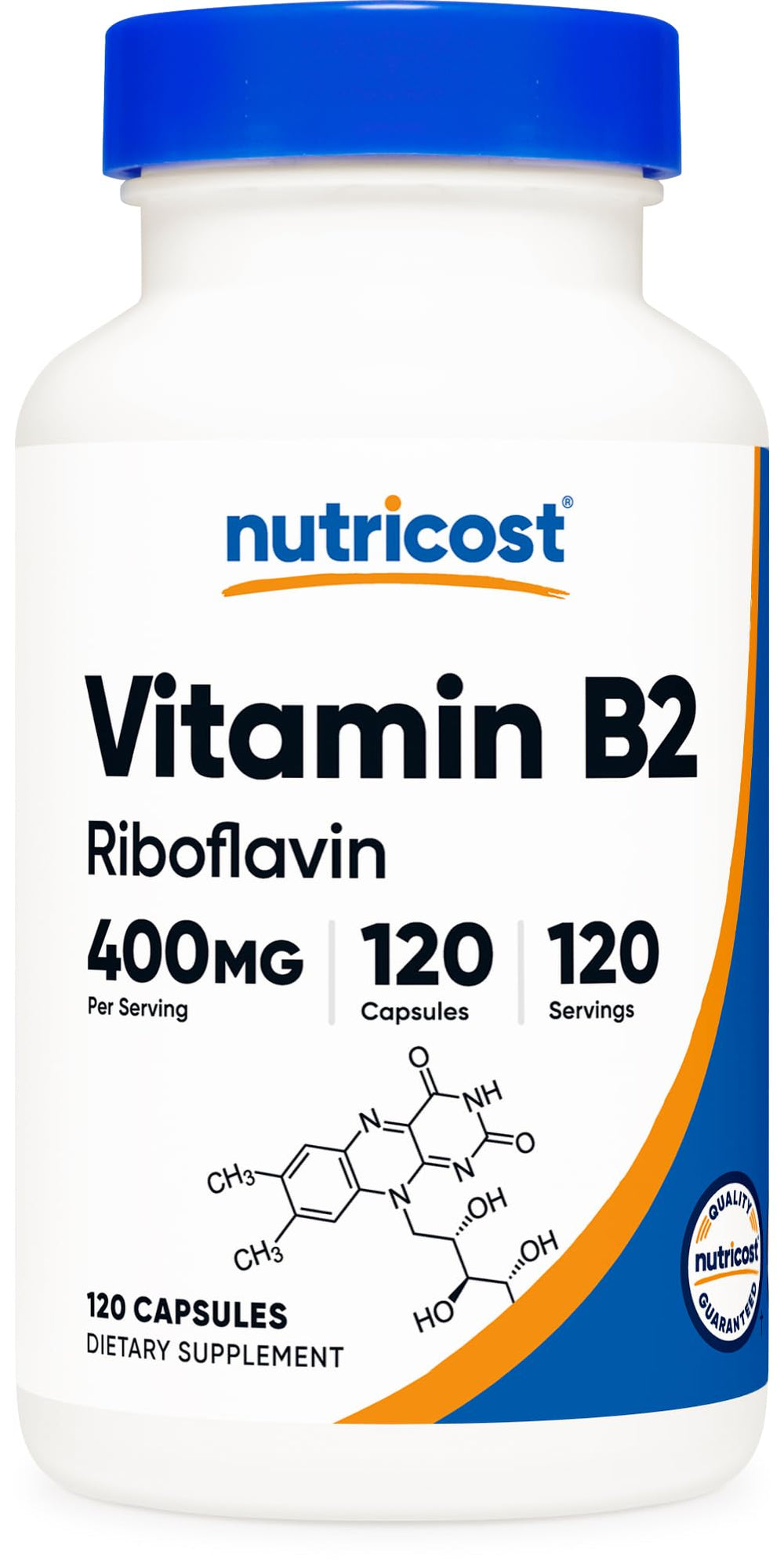 Nutricost frasco delante mostrando 120 cápsulas y claridad de etiqueta