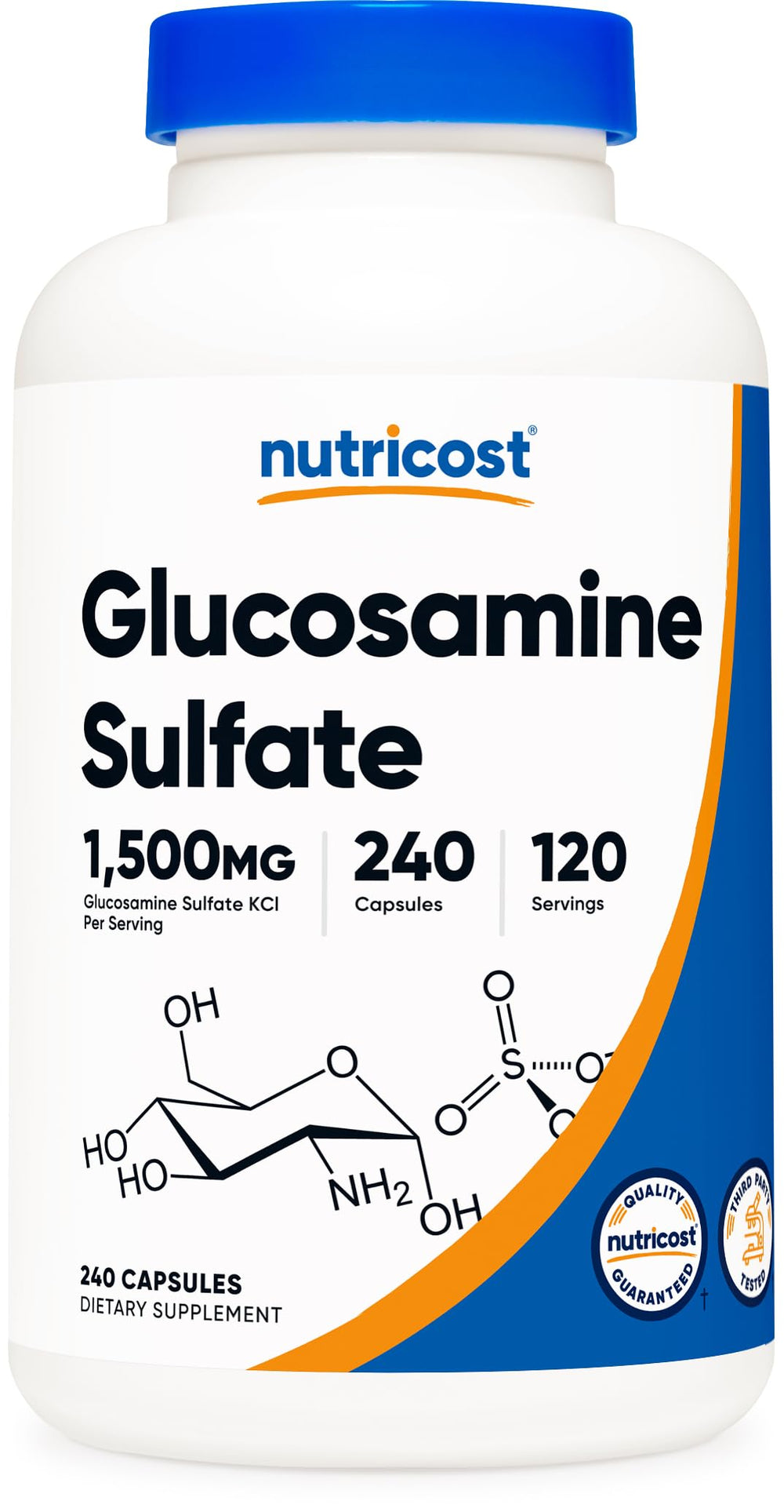 Nutricost frasco frontal mostrando el envase y la cantidad de cápsulas
