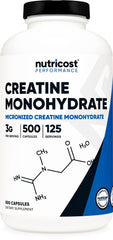 Nutricost frasco frontal mostrando 500 cápsulas y facilidad de uso
