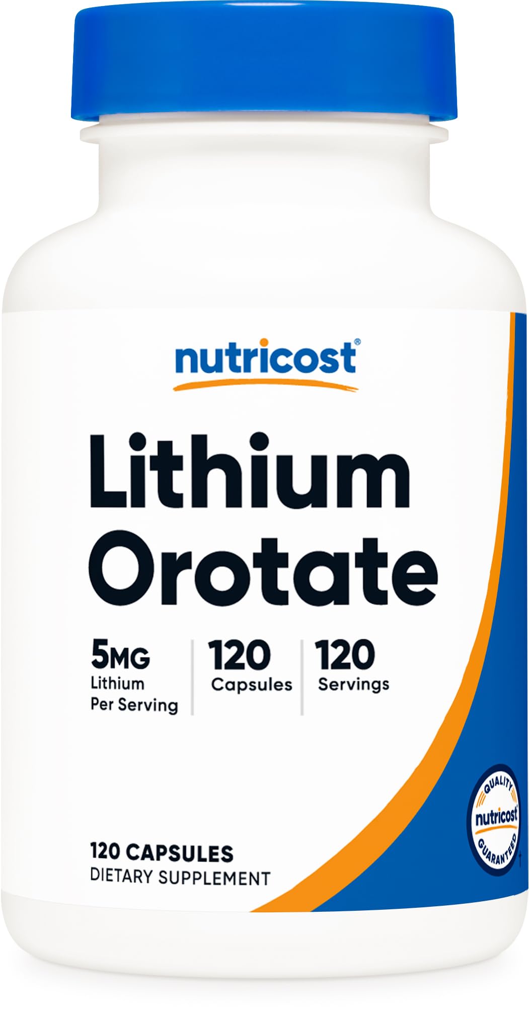 Nutricost frasco frontal mostrando etiqueta y cantidad 120 cápsulas