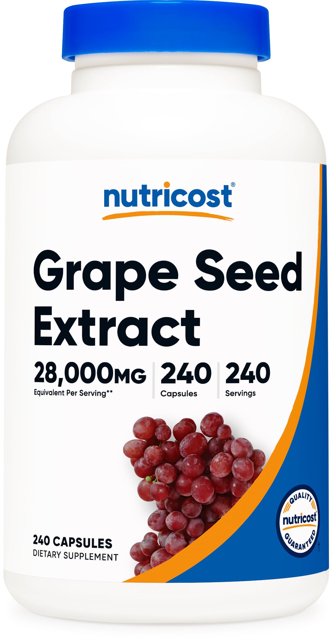 Nutricost frasco frontal mostrando la etiqueta y beneficio de suministro prolongado