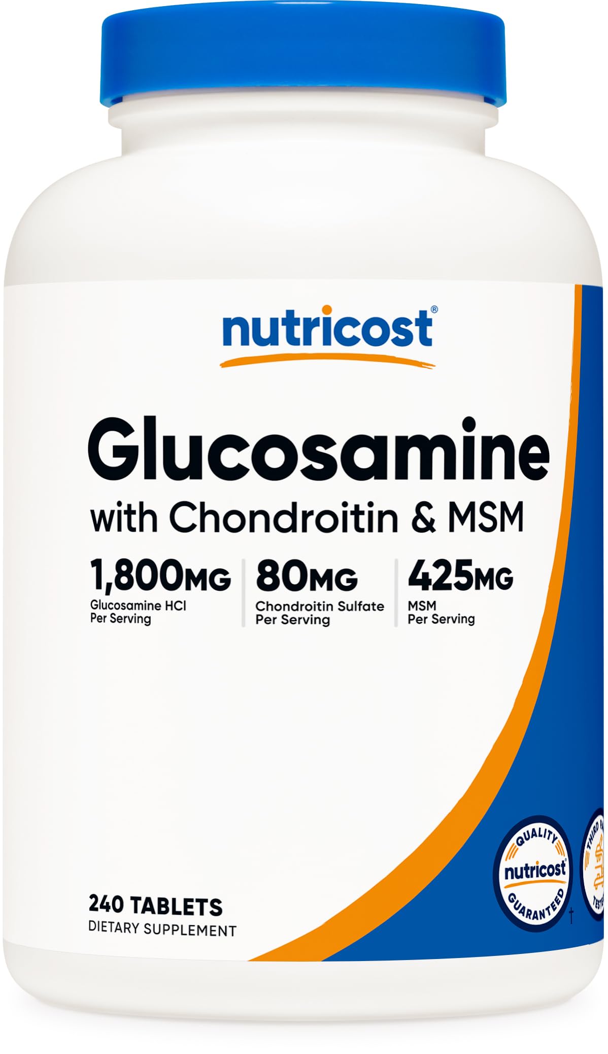 Nutricost envase frontal mostrando 240 tabletas y marca clara