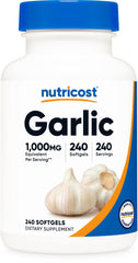 Nutricost frasco frontal mostrando 240 softgels y beneficio de suministro prolongado