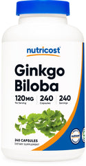 Nutricost frasco frente mostrando diseño y 240 cápsulas como suministro prolongado