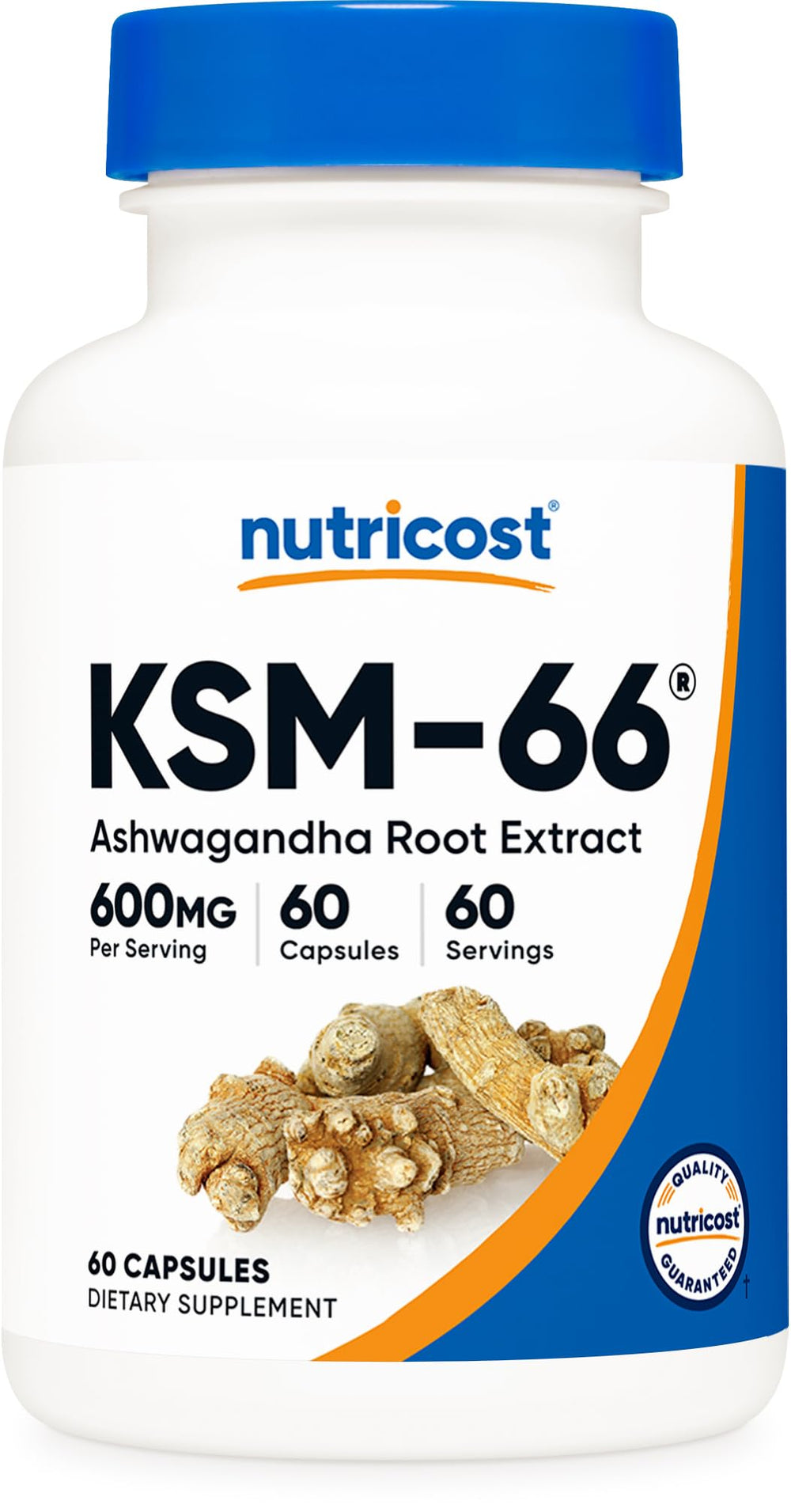 Nutricost KSM-66 vista frontal del envase beneficiando identificación rápida