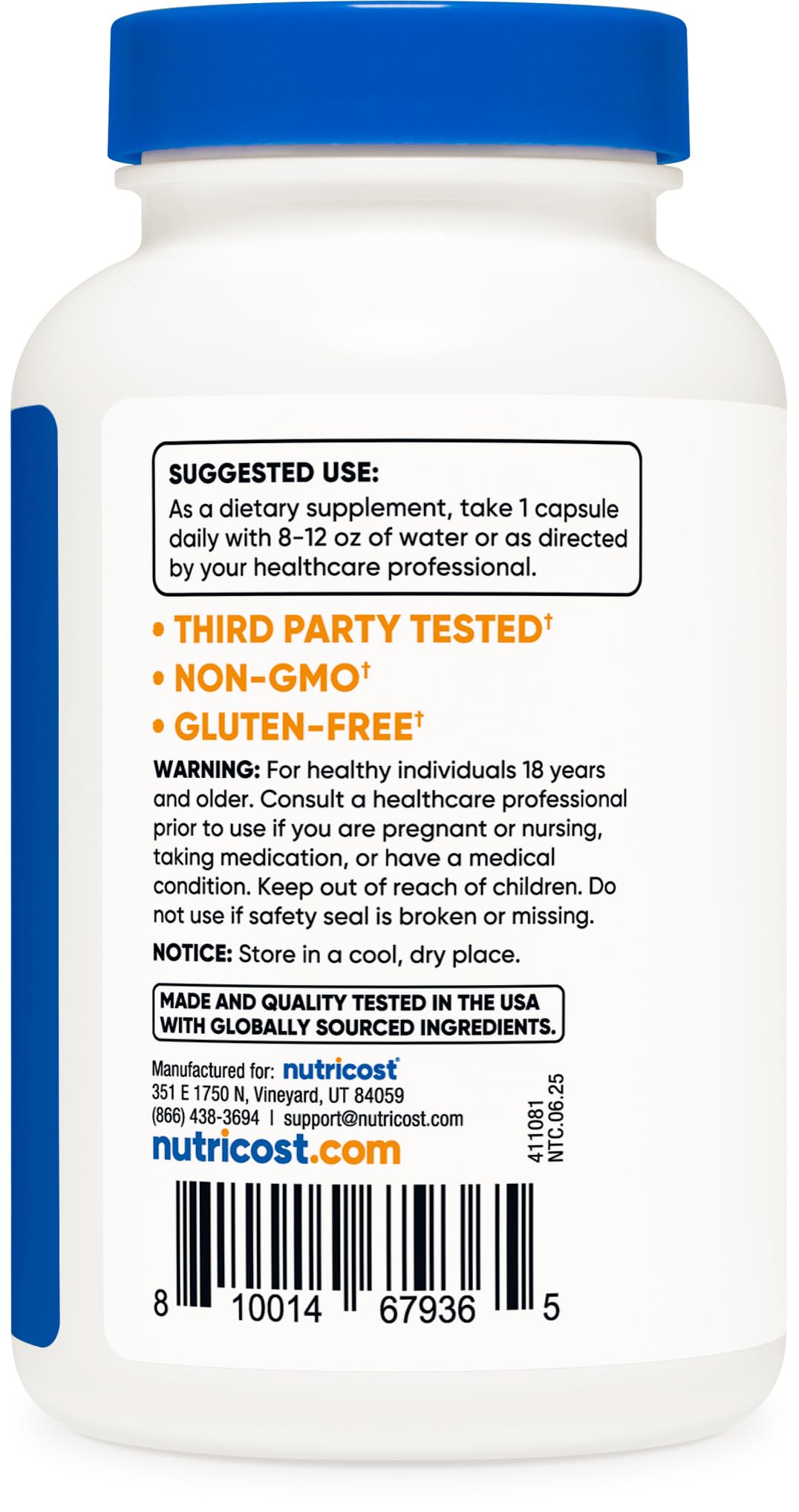 Nutricost L-Theanine cápsula tomada en mano en entorno matutino para apoyar concentración diaria