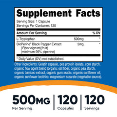 Nutricost etiqueta en primer plano destacando 500 mg y BioPerine claramente