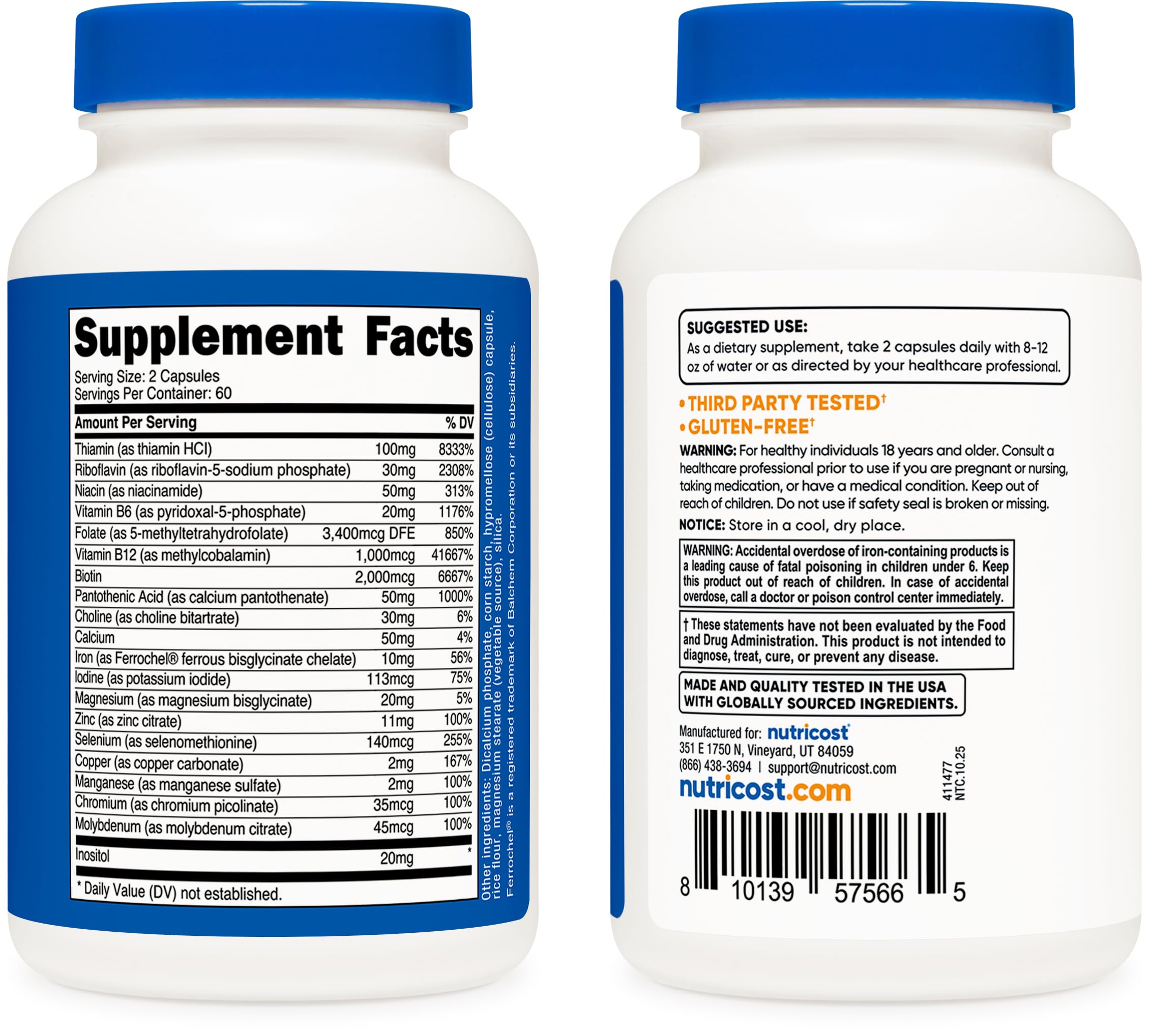 Nutricost cápsula entre dedos para comparar tamaño, muestra dosis práctica