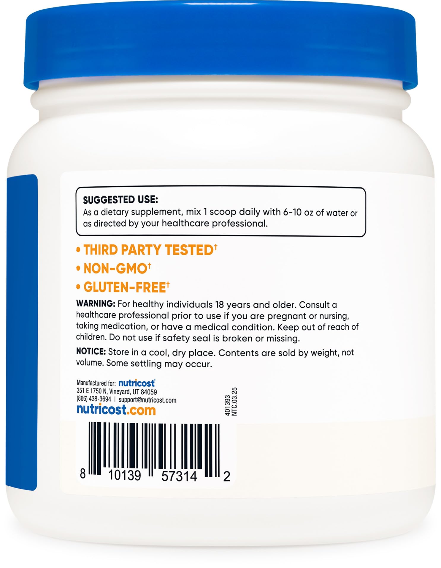 Nutricost cucharilla midiendo 1 g de MSM, control preciso de dosis