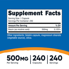 Detalle de cápsula de Nutricost Niacin para apreciar textura y tamaño de la cápsula