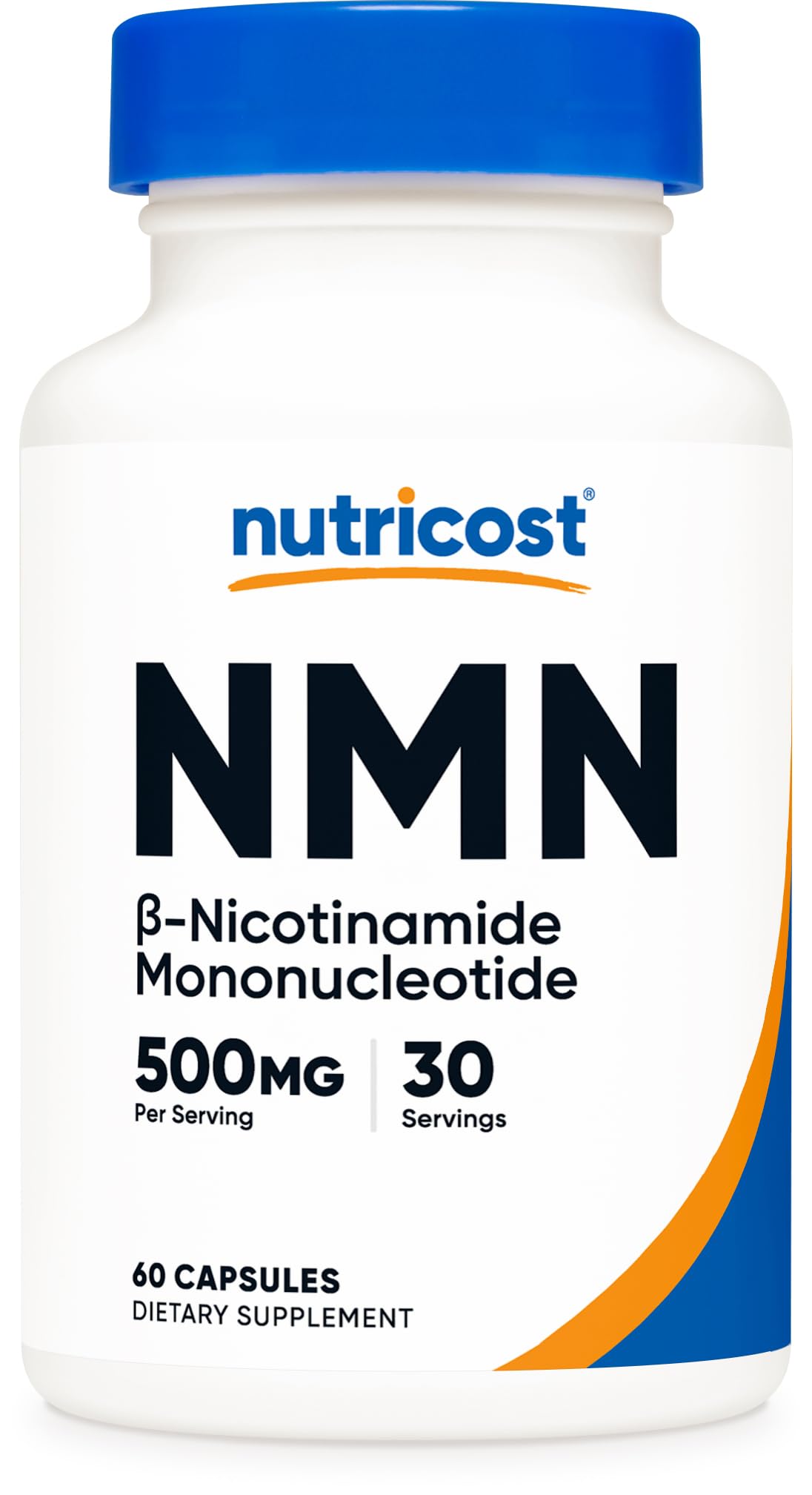 Nutricost frasco frente mostrando 60 cápsulas y ventaja de dosis clara