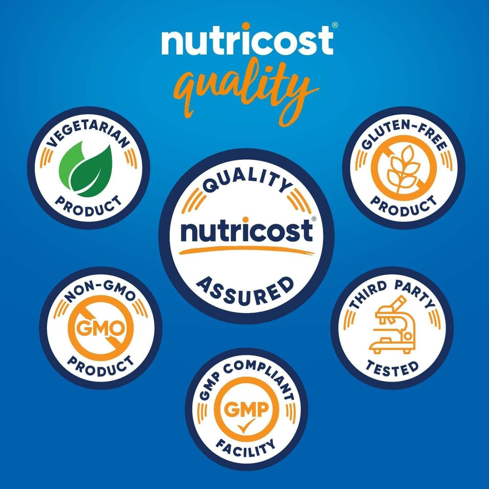 Nutricost dos cápsulas junto a regla para visualizar la porción