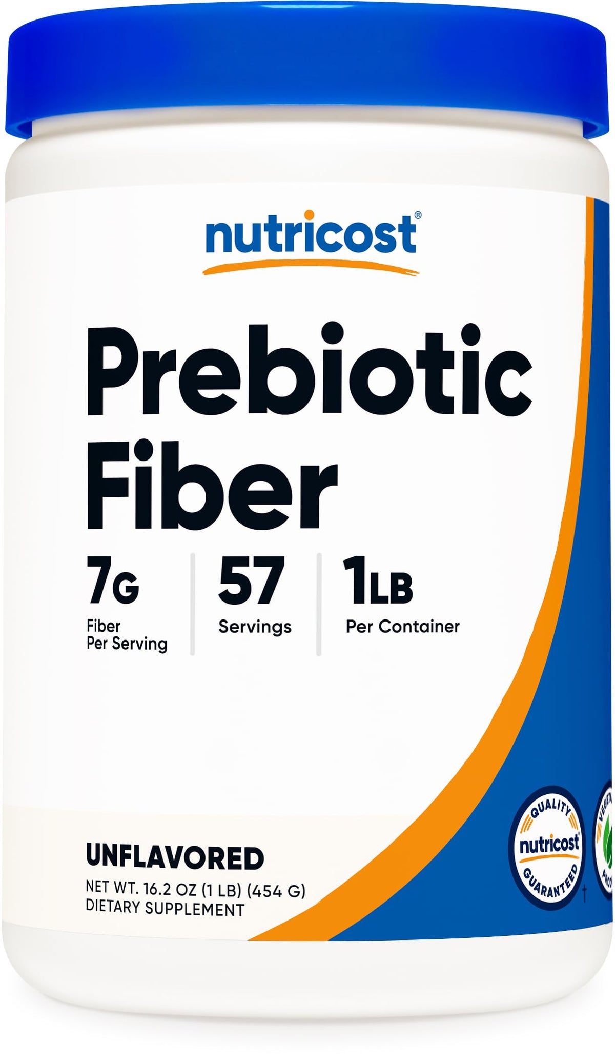 Nutricost frasco frontal, presentación clara y sin sabor para mezclar