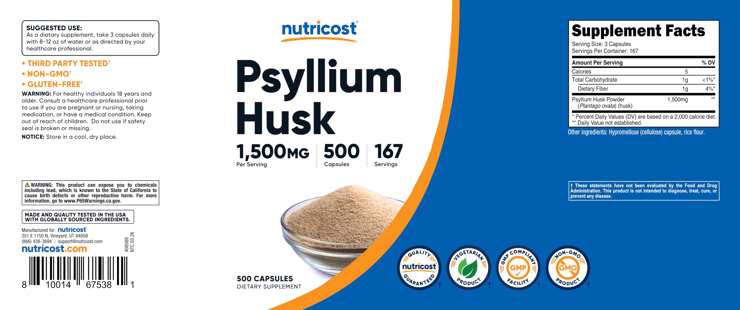 Nutricost frasco en cocina transmitiendo uso cotidiano y conveniencia