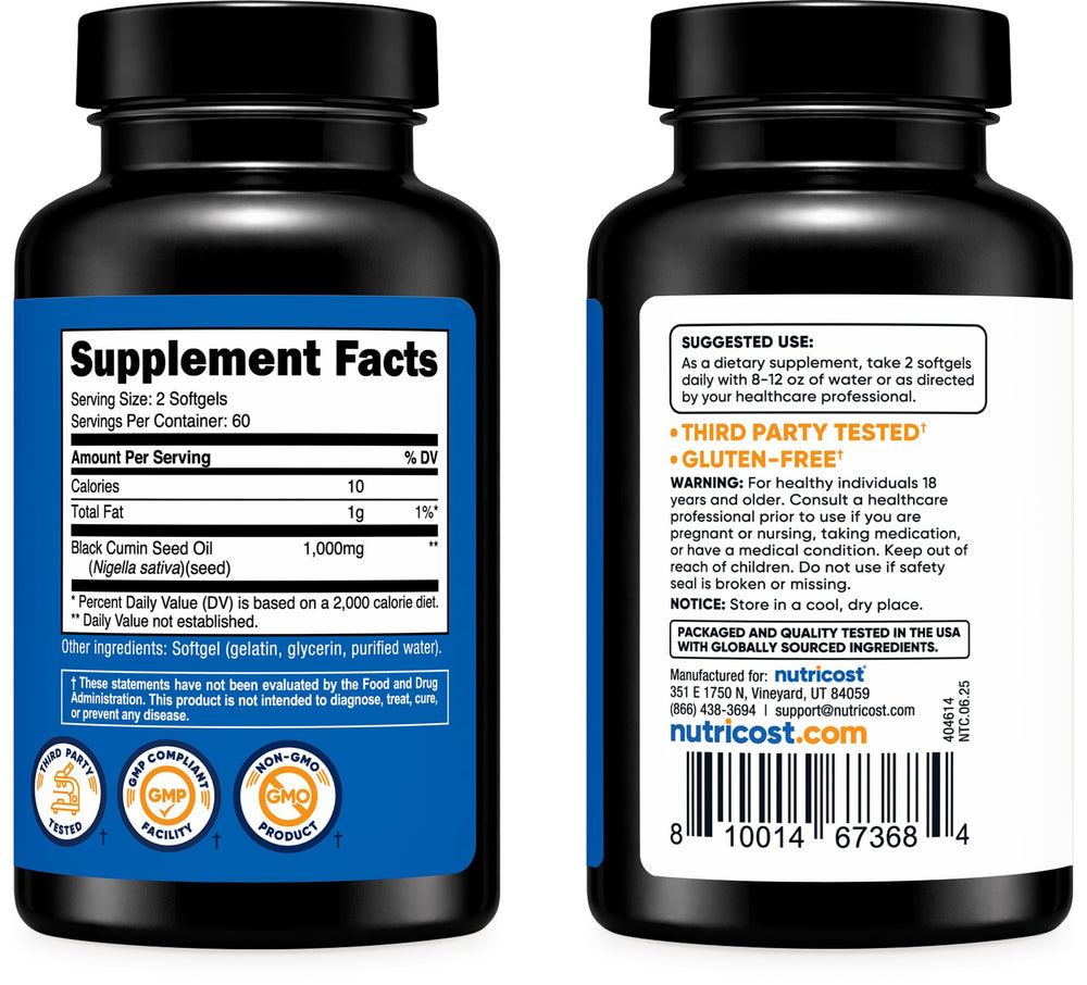 Nutricost mano sosteniendo varias softgels para referencia de tamaño
