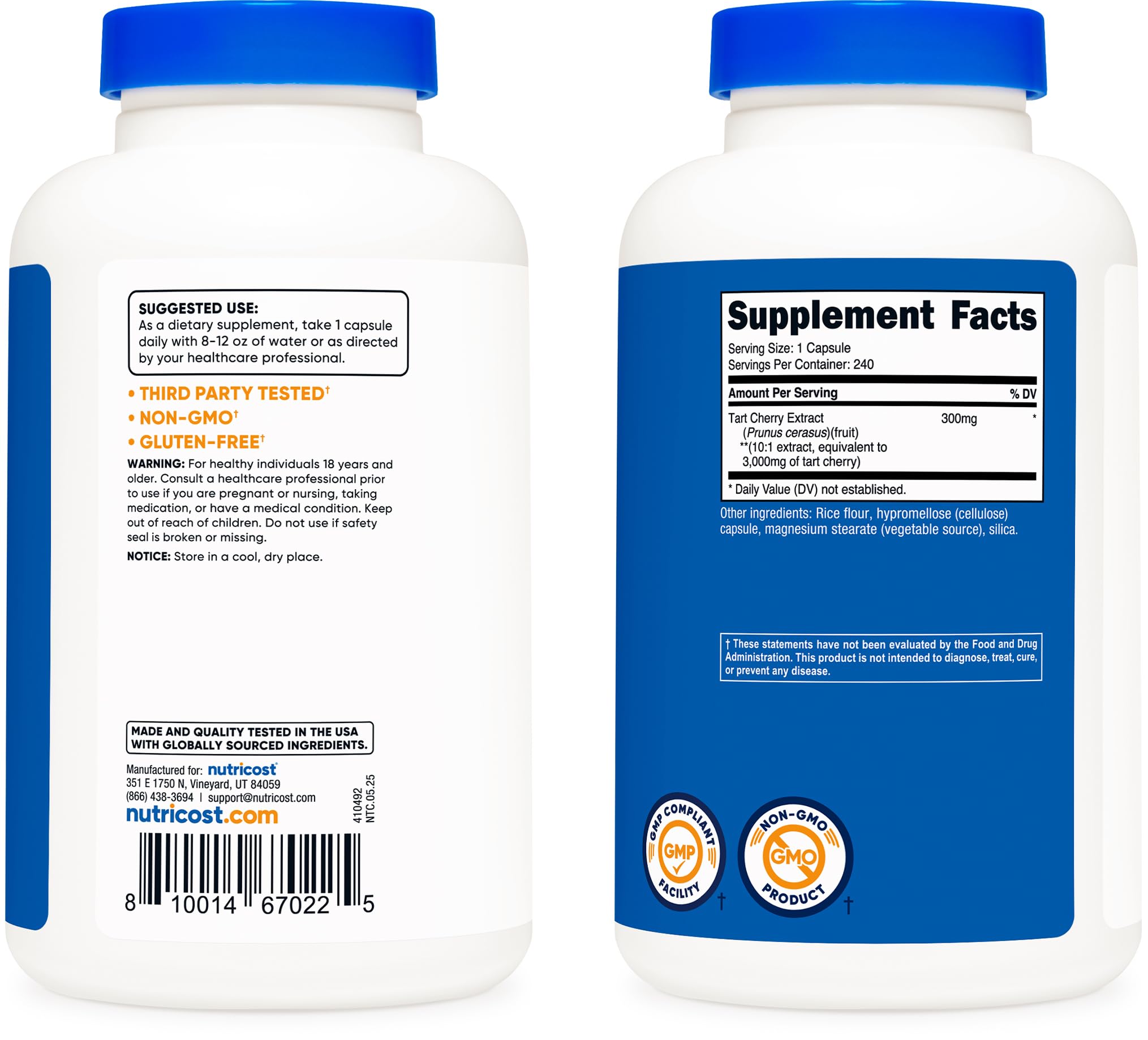Nutricost cápsula en mano para comparar tamaño y facilidad de ingestión