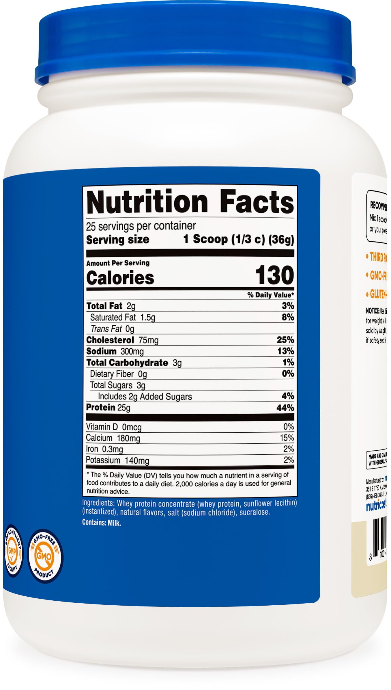 Nutricost etiqueta nutricional legible, beneficio: transparencia en ingredientes y dosis