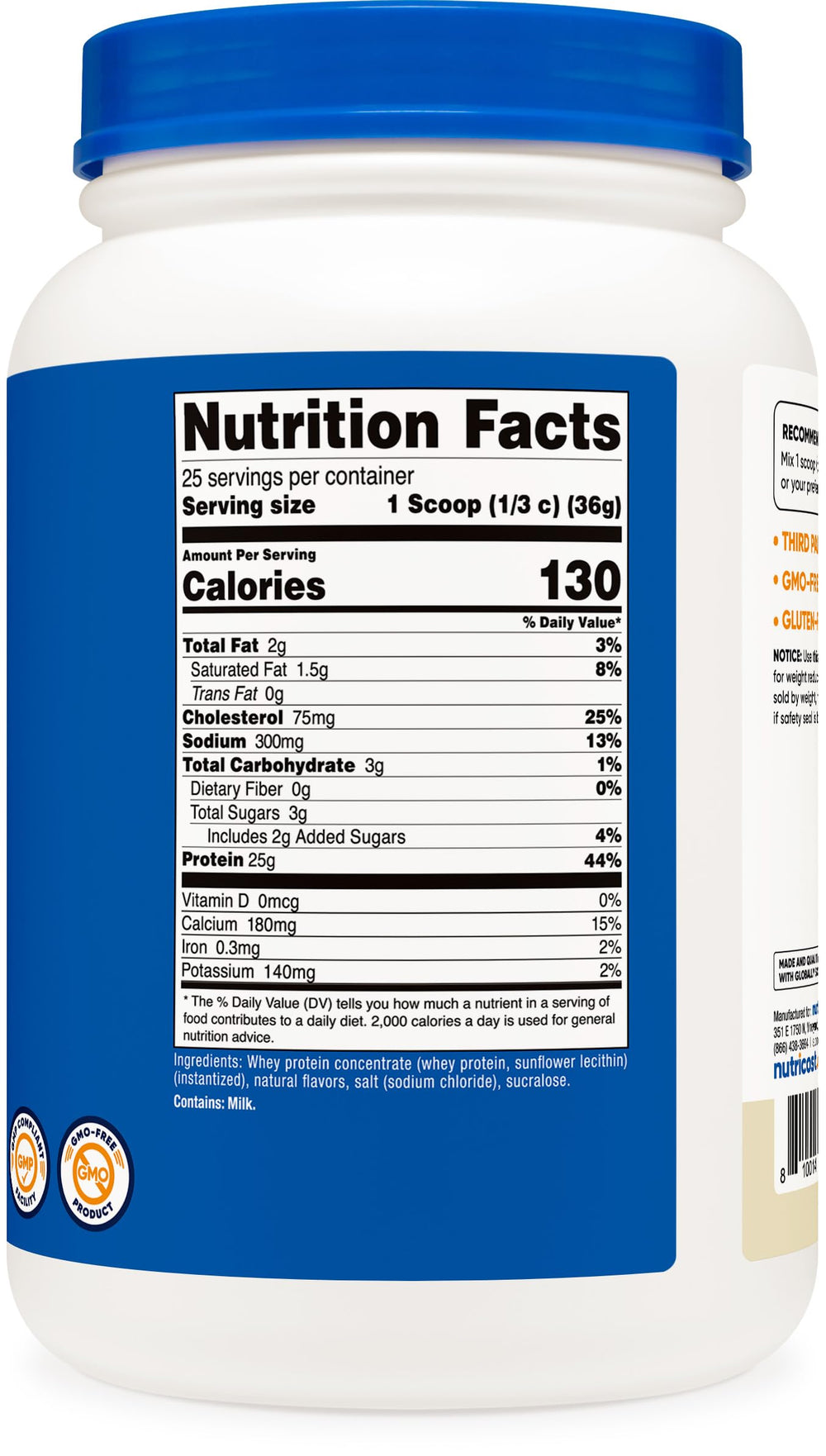 Nutricost etiqueta nutricional legible, beneficio: transparencia en ingredientes y dosis