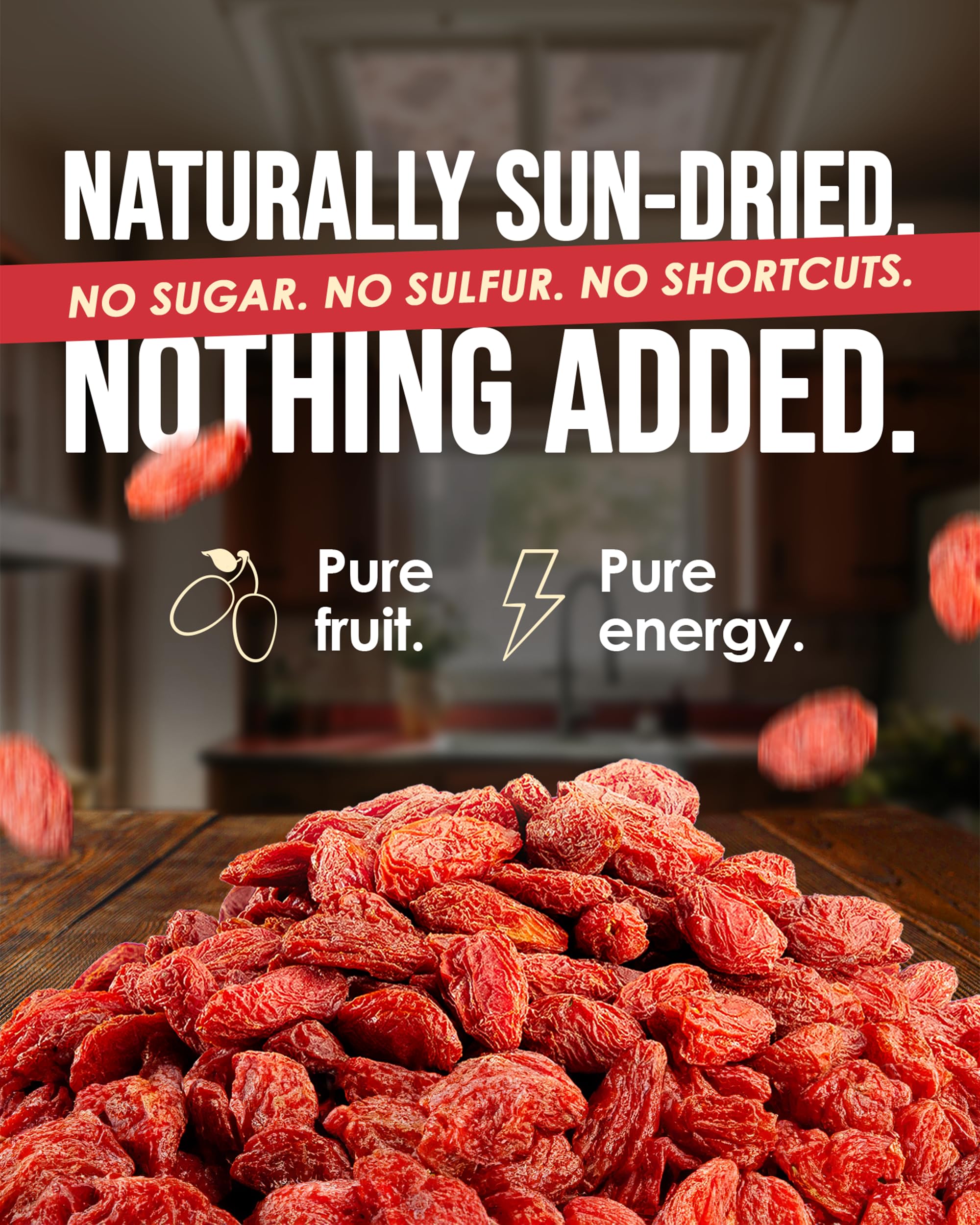 Nutrient Elements bayas goji en cuenco listas para consumir y mezclar