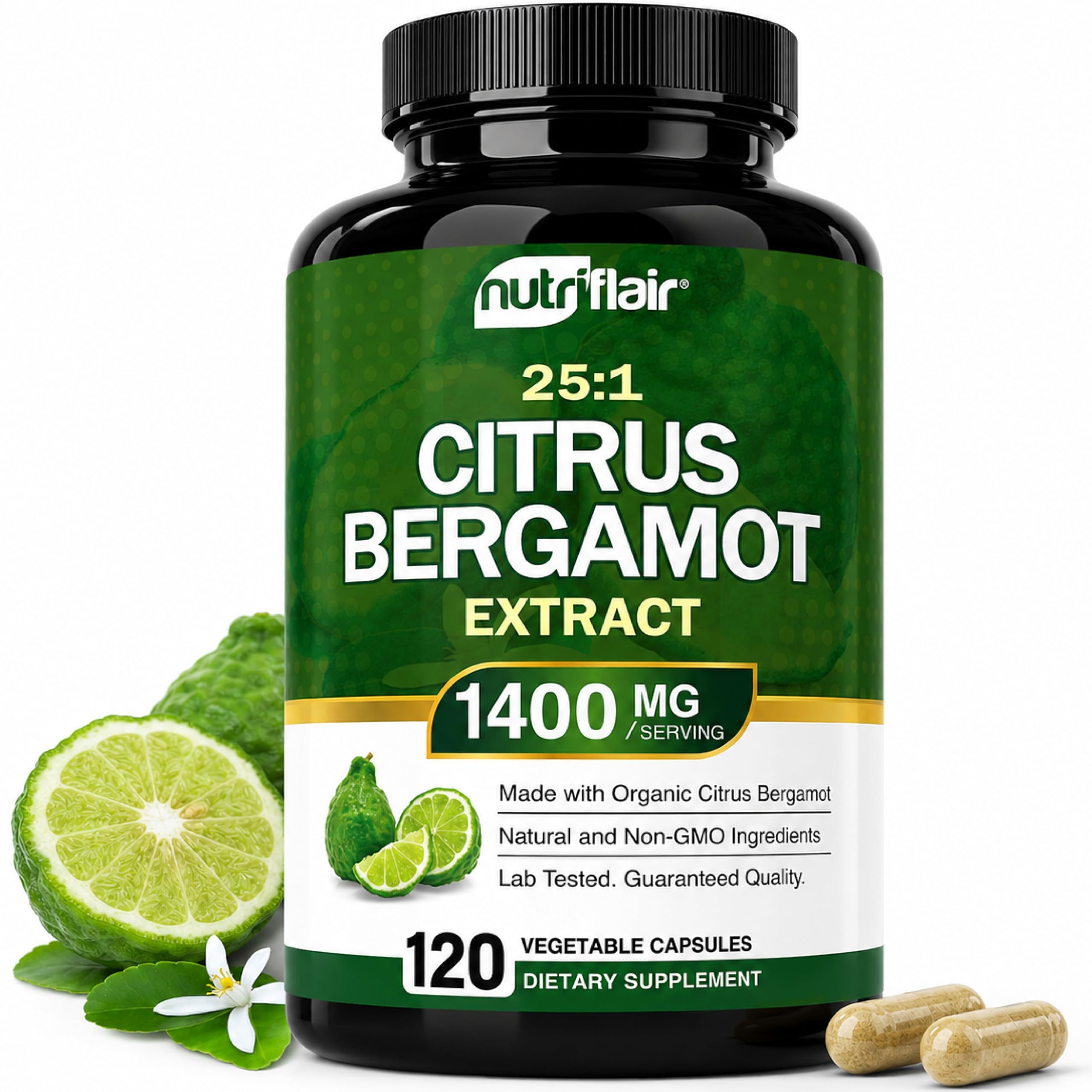 NutriFlair botella frontal mostrando etiqueta clara y beneficios