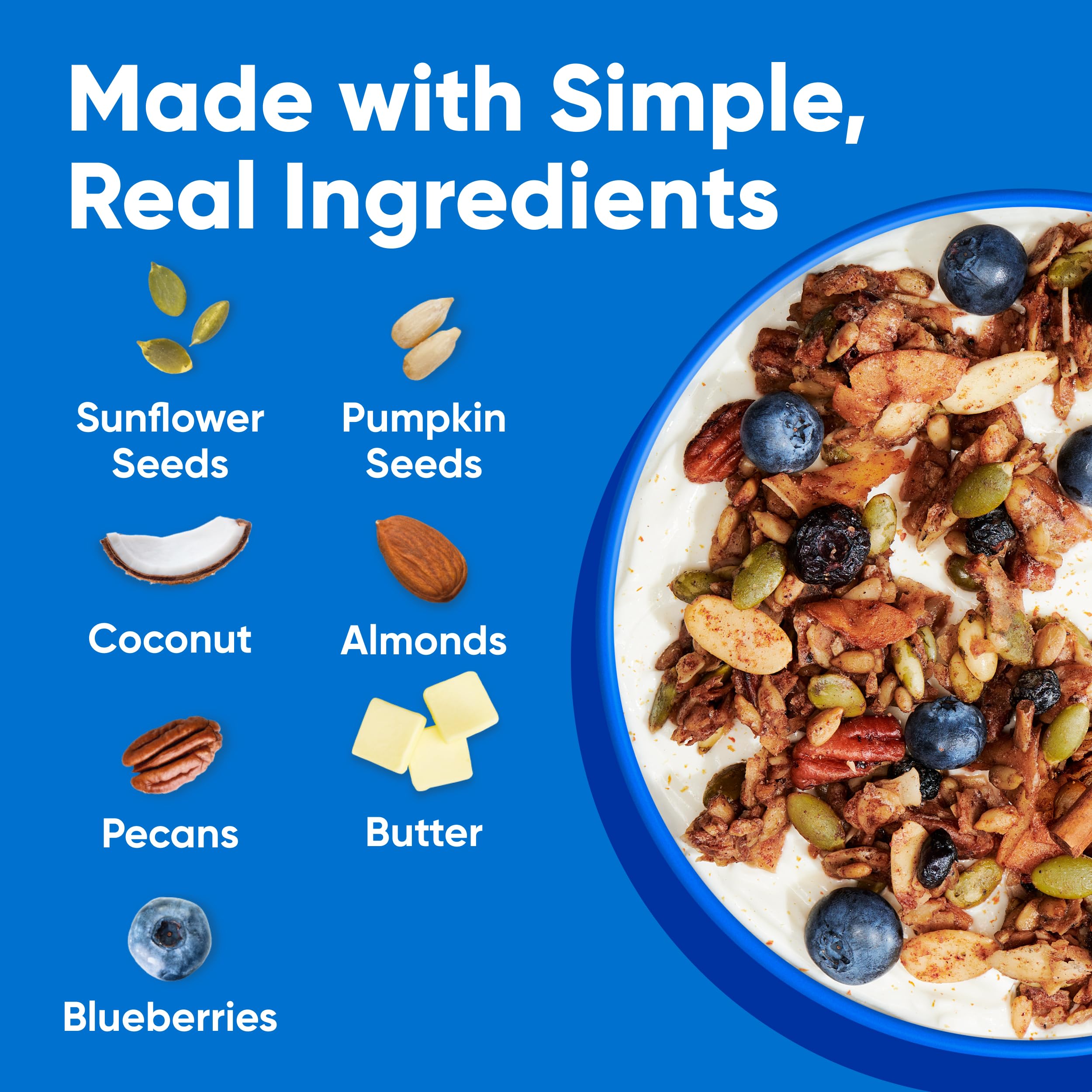 NuTrail granola en cuchara sobre yogur aporta crocancia y sabor