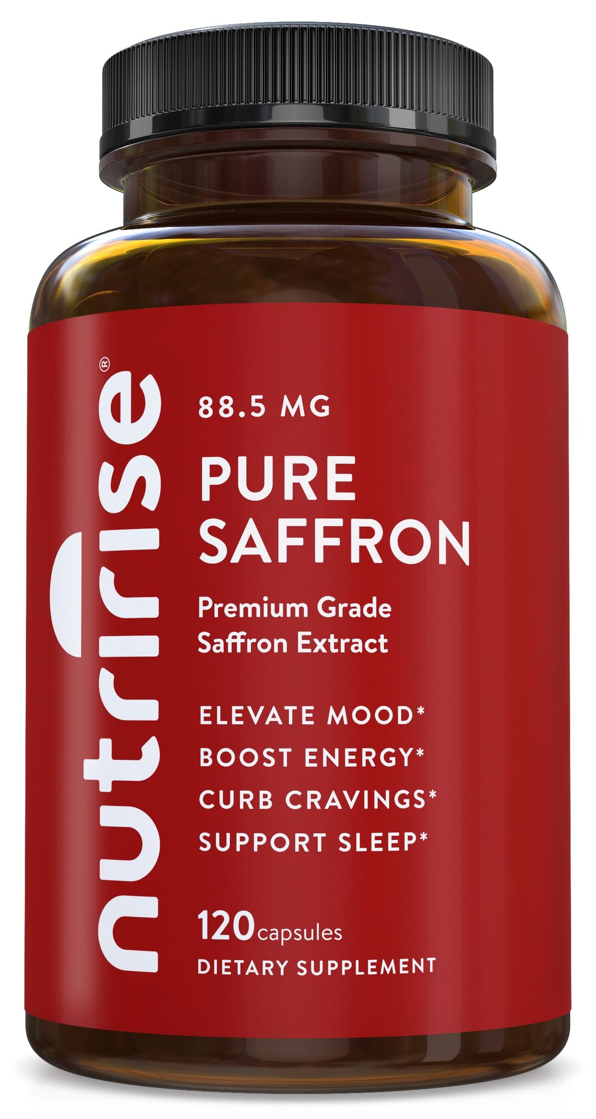 NutriRise frasco frontal mostrando etiqueta y duración del suministro