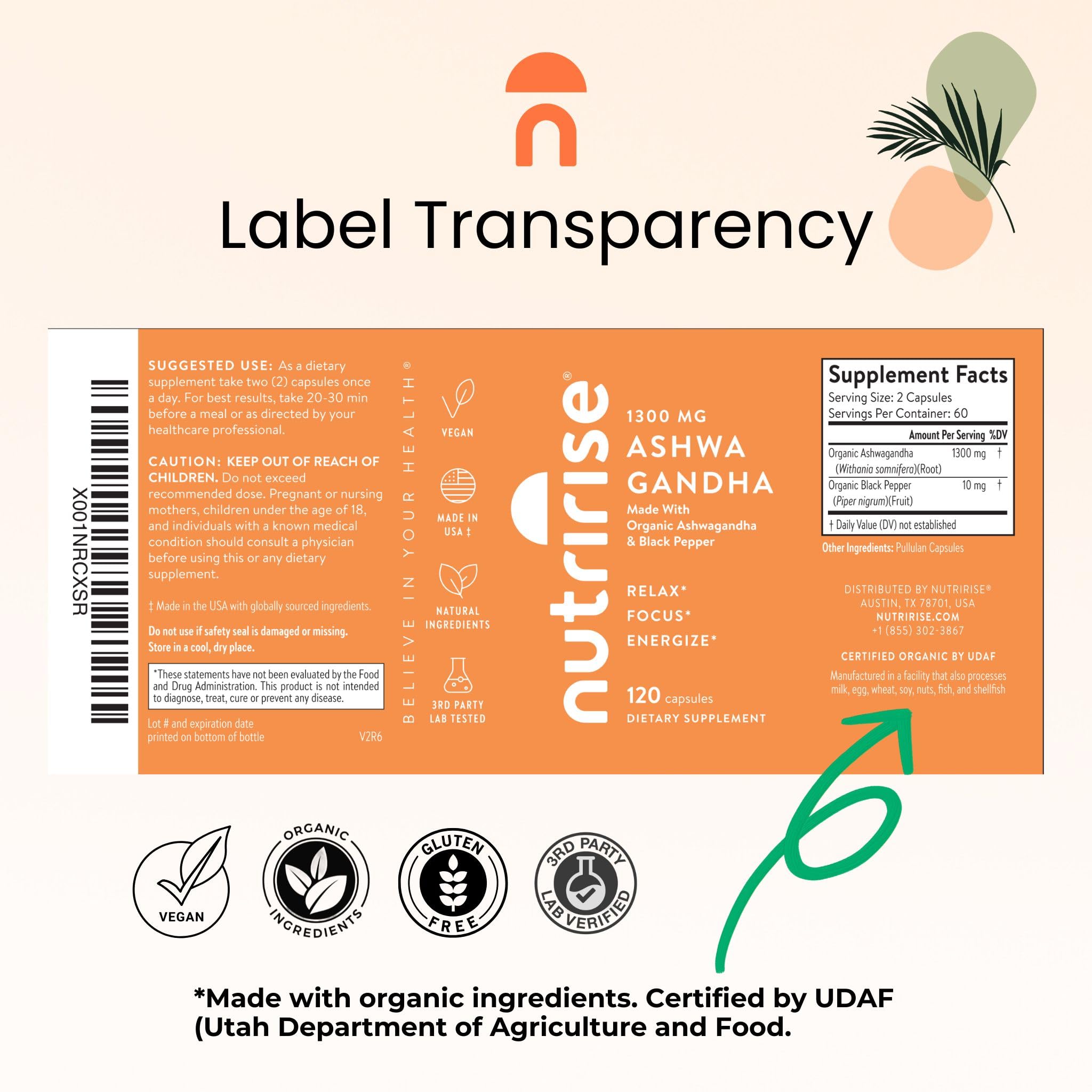 NutriRise polvo de raíz textura natural que sugiere pureza