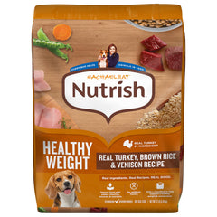 Nutrish frente del paquete mostrando receta de pavo y venado y beneficio nutricional