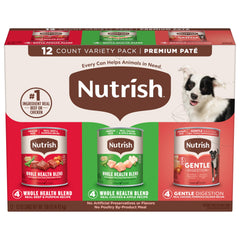 Nutrish vista frontal del empaque con diseño claro y sabores variados