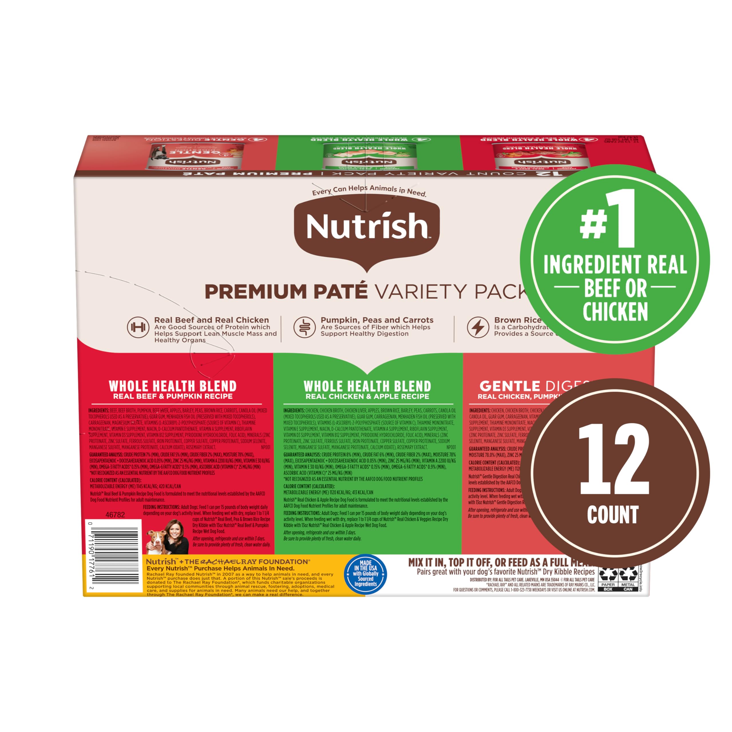Nutrish lata abierta con paté visible, facilita servir y mezclar