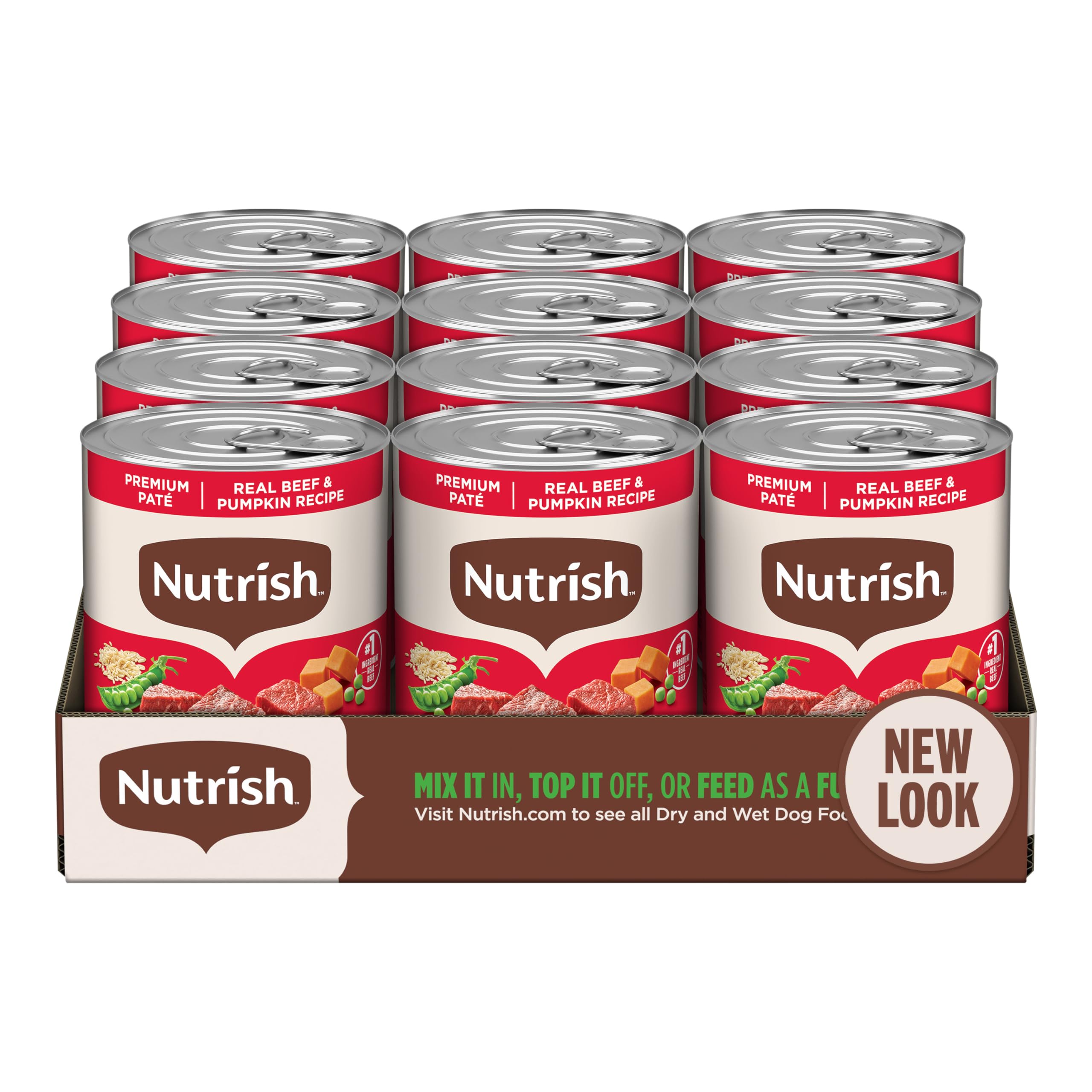 Nutrish lata frontal mostrando etiqueta clara y beneficios visibles