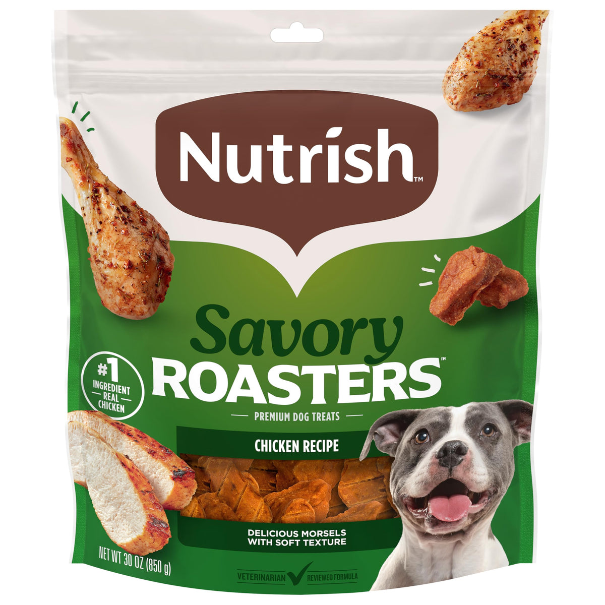 Nutrish empaque frontal de 30 oz mostrando marca y apariencia atractiva