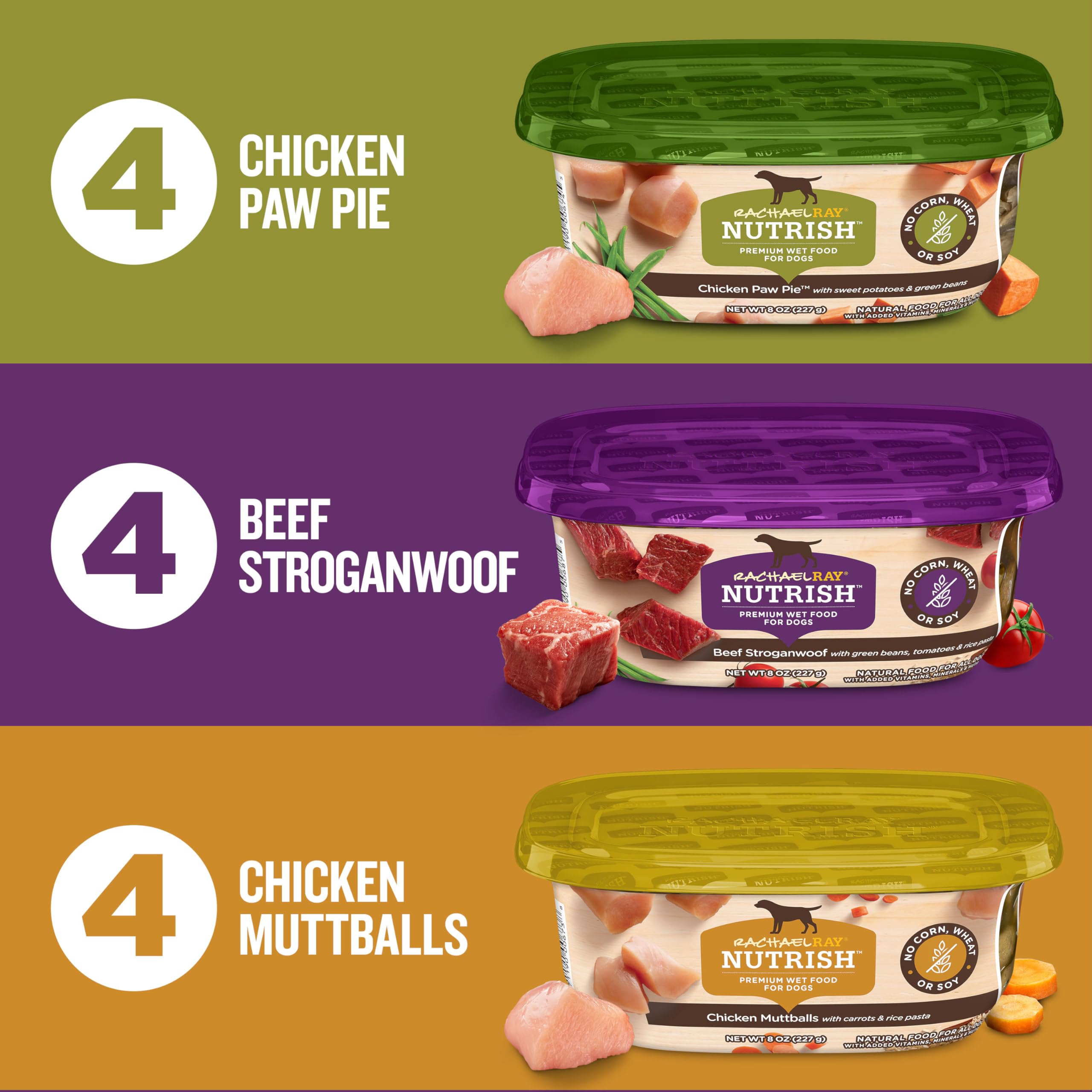 Nutrish tarrina abierta Beef Stroganwoof con trozos de carne visibles