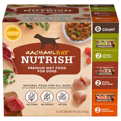 Nutrish tarrina frontal del paquete mostrando variedad y conveniencia