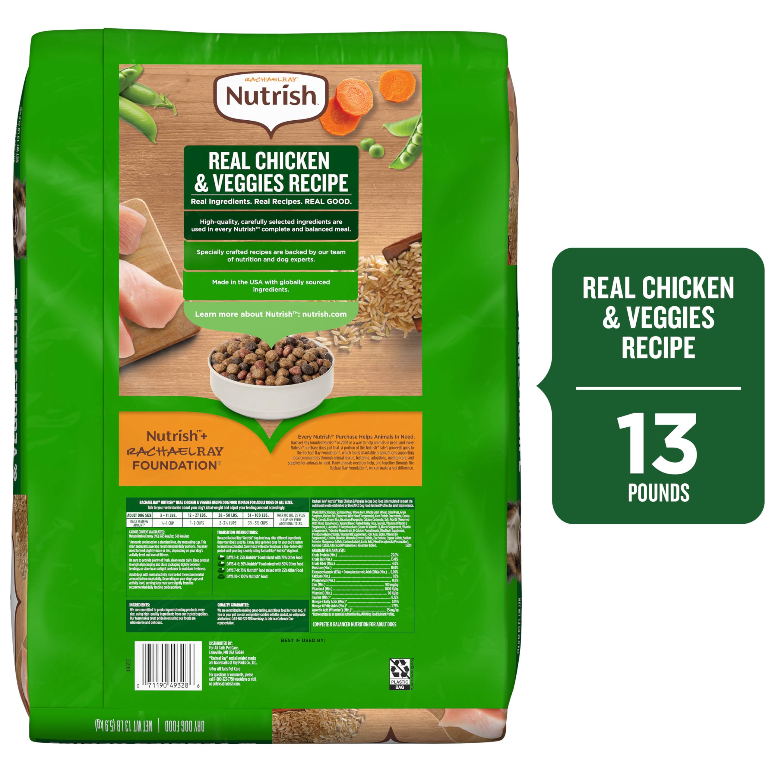 Nutrish ingredientes crudos juntos mostrando pollo y vegetales naturales