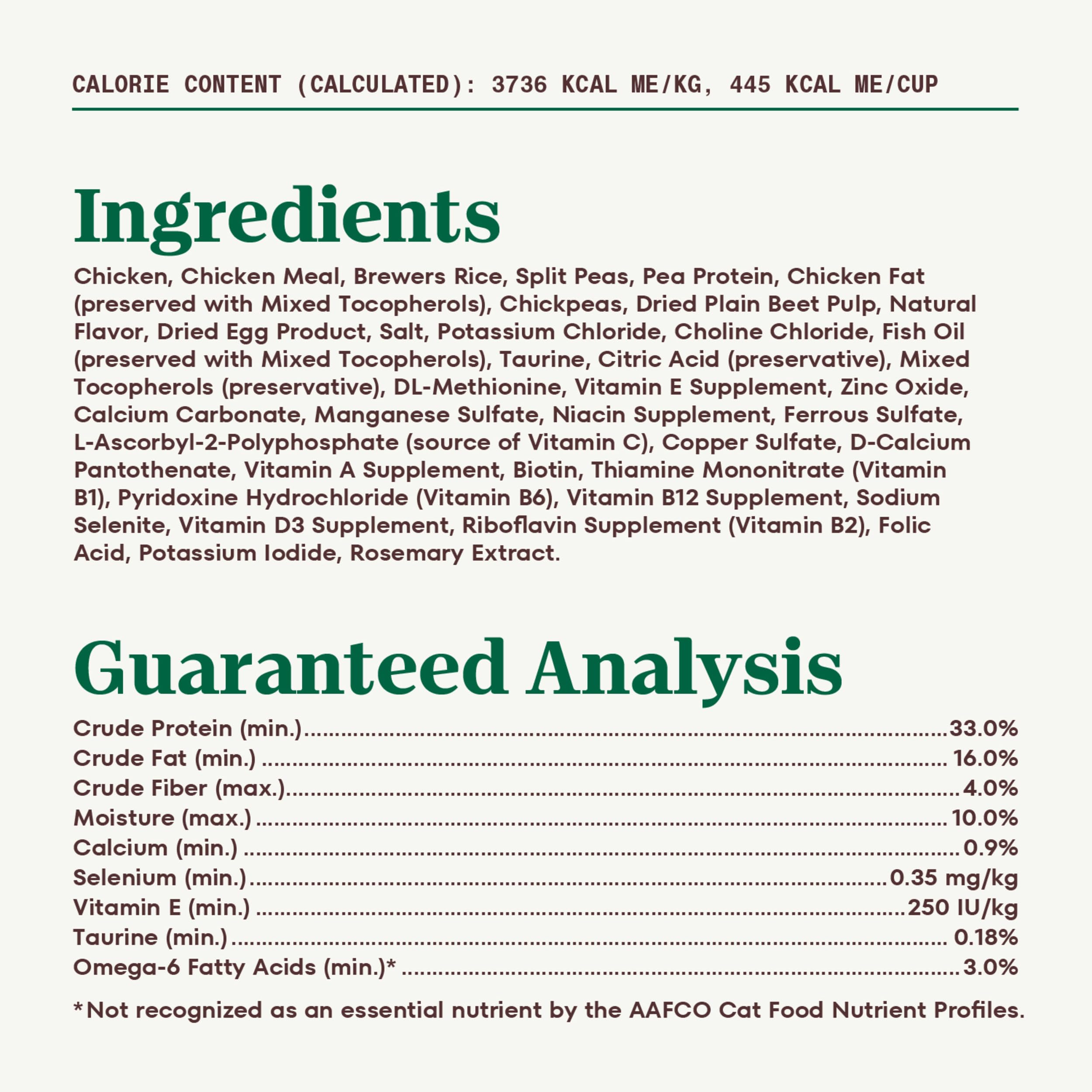 Etiqueta nutricional de Nutro enfocada en ingredientes limitados y sin aditivos artificiales