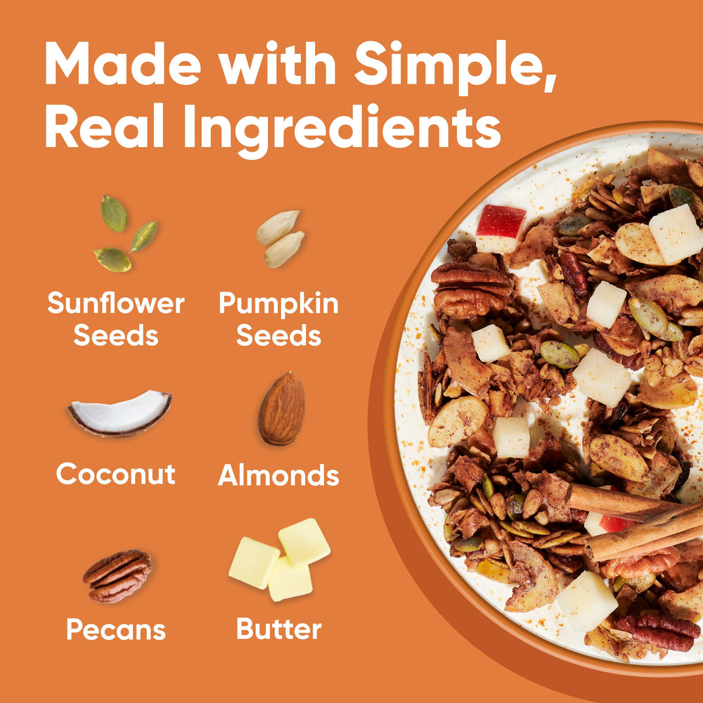 NuTrail granola en cuenco sobre yogur, aporta proteína y textura