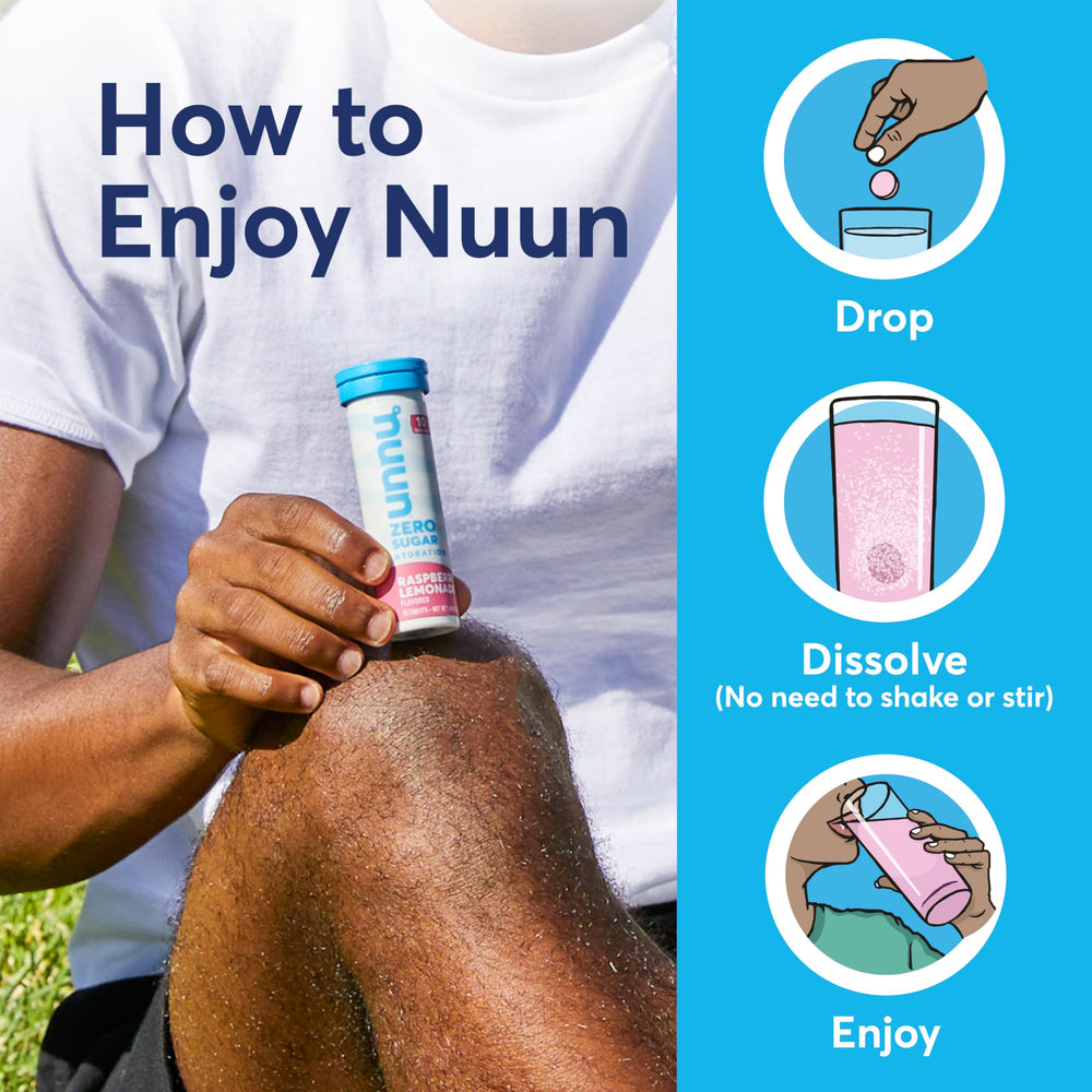 Nuun en contexto de estilo de vida para mantener hidratación durante actividades