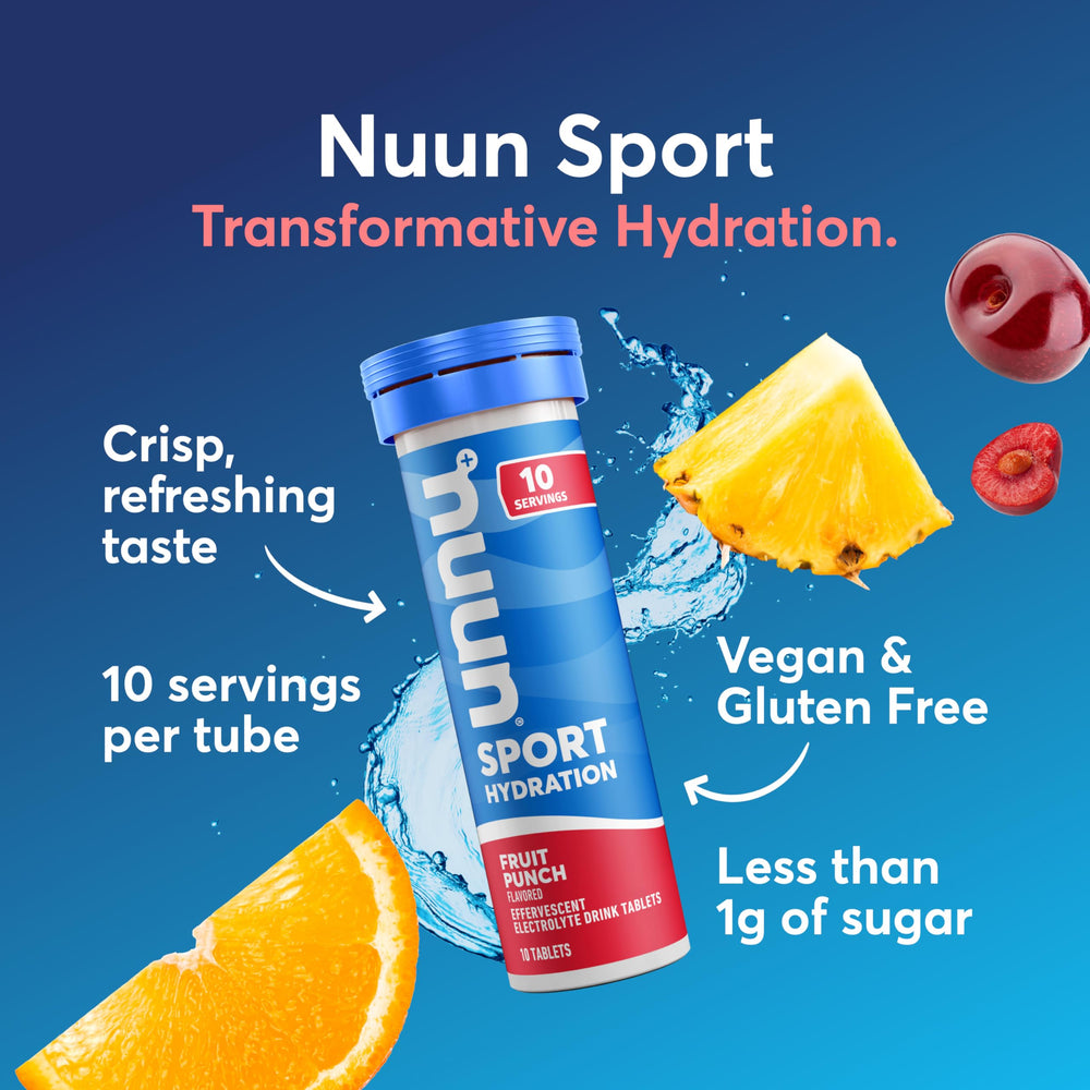 Nuun open tube with visible Fruit Punch tablets for easy portability