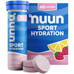 Nuun front packaging Strawberry Lemonade showing brand and tube benefit
