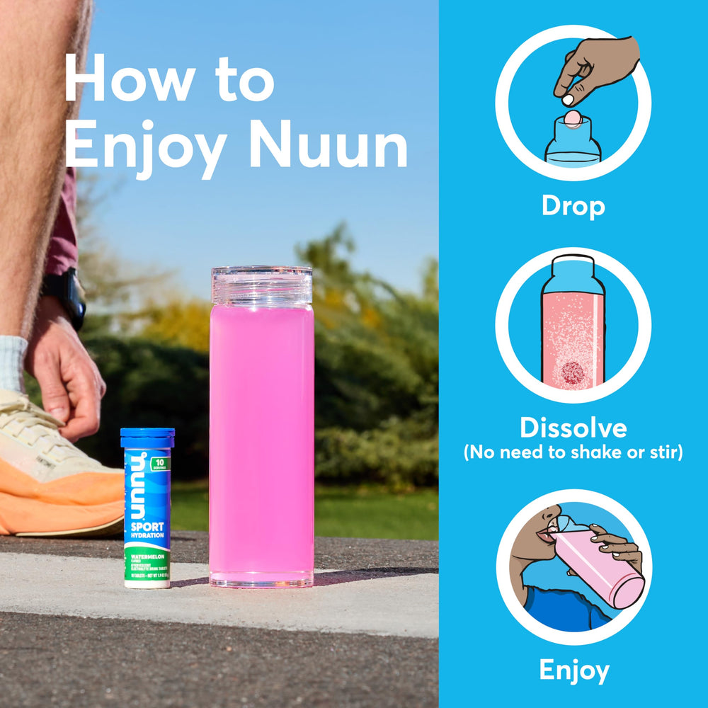 Nuun uso en gimnasio después de entrenamiento para reponer electrolitos