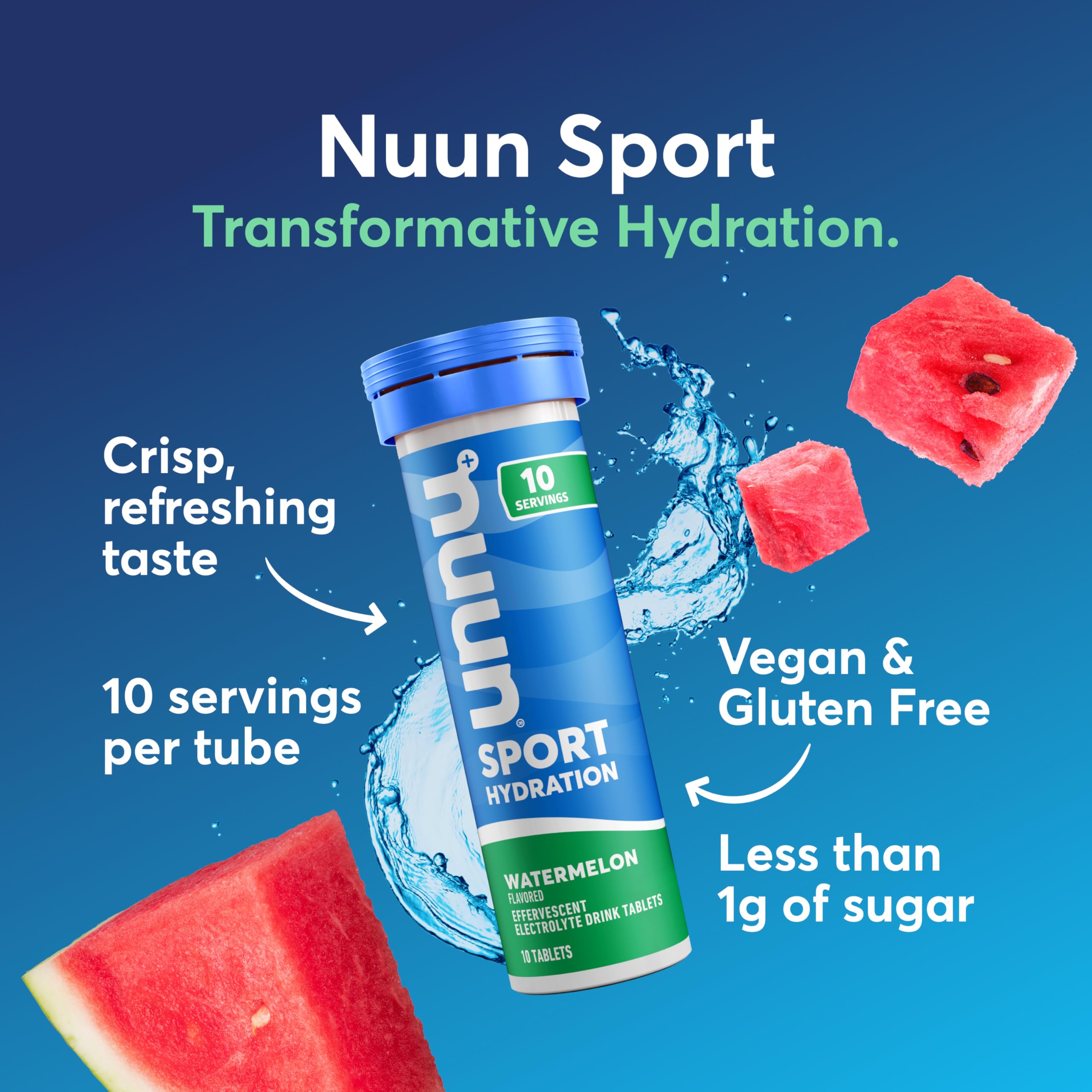 Close-up of Nuun Sport tablet texture highlighting quick-dissolve fizz for fast hydration