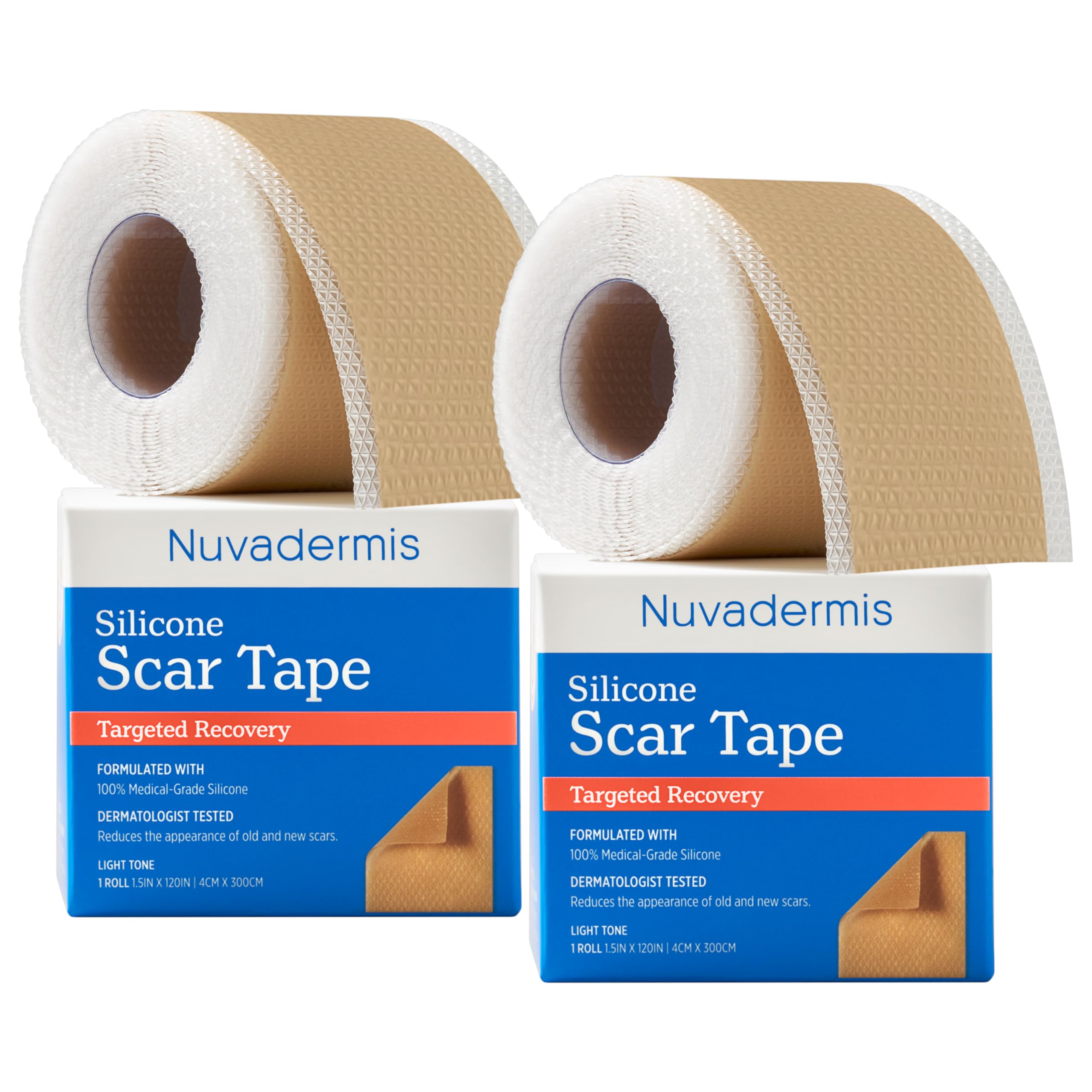NUVADERMIS rollo frontal mostrando el tamaño y longitud práctico