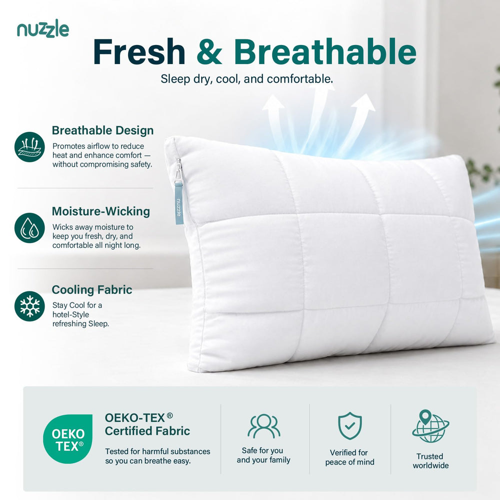 Nuzzle almohada en uso sobre cama para lectura con confort mejorado